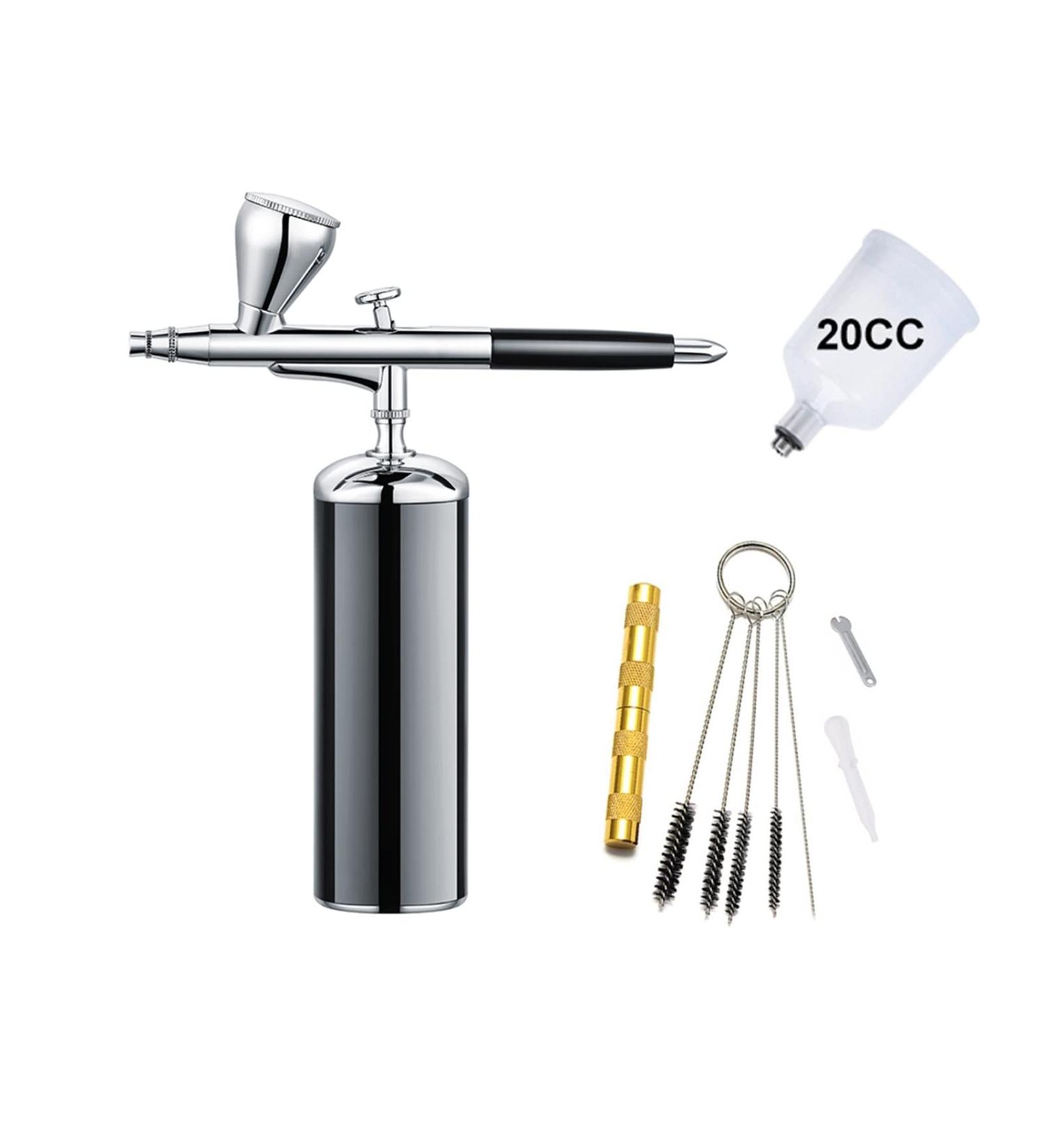 HVLP Air Spray Gun Kit Rechargeable Mini Handhold Cosmetic Airbrushing Set Scale Models Makeup Salon Compressor Kit (Color : Part C Black)