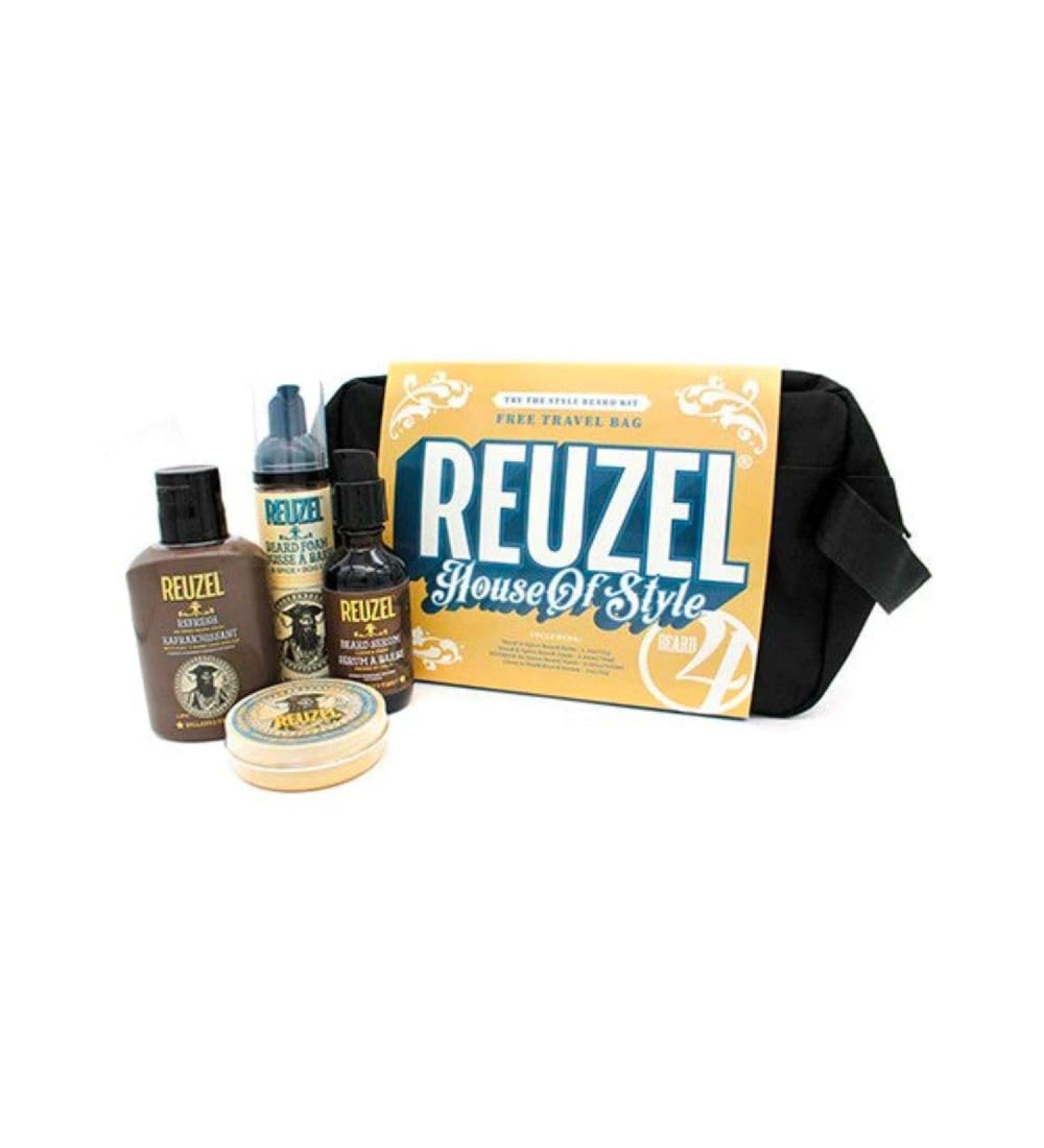 Reuzel Beard Care Set 4-pc | Beard Oil Balm Foam & No Rinse Wash | Stylish Cultural Bag Included - Buy Online on GoSupps.com