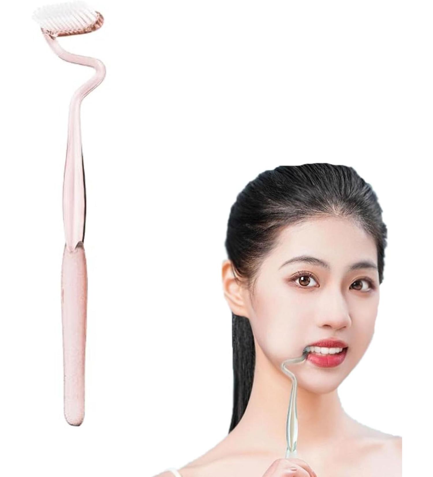 Buy Soft-Haired S-Shaped Toothbrush for Adults - Clean Teeth & Gums - Pink - Fast International Shipping - Buy Online on GoSupps.com