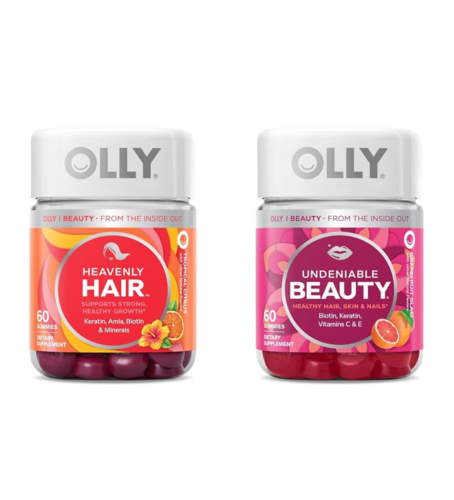 OLLY Heavenly Hair Gummy Supports Healthy Hair Keratin Biotin & Undeniable Beauty Gummy For Hair Skin Nails Biotin Vitamin C Keratin Chewable Supplement Grapefruit 30 Day Supply - 60 Count - Buy Online on GoSupps.com