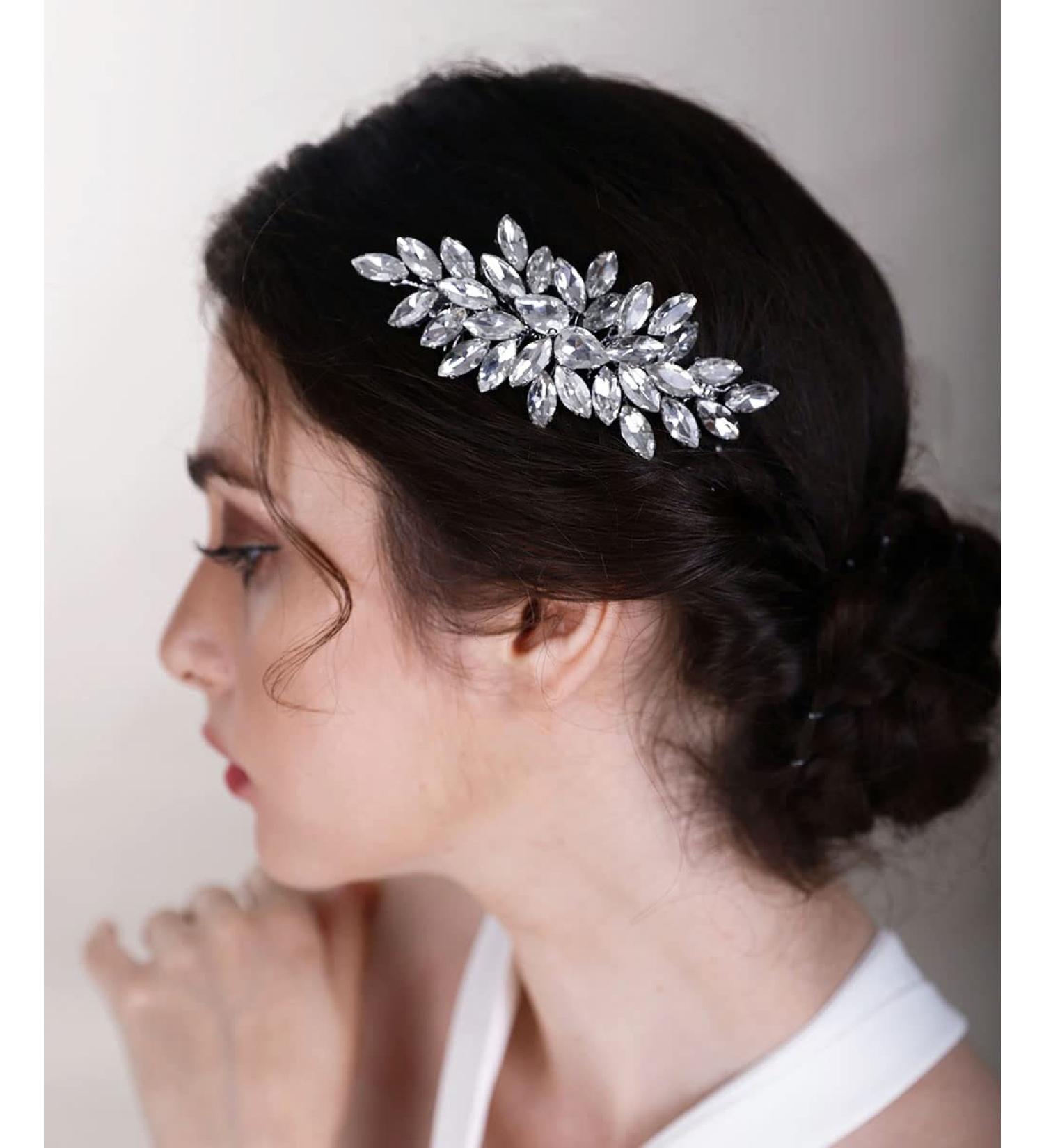 Chargances Crystal Bridal Hair Comb - Rose Gold Rhinestone Wedding Hair Clip - Buy Online on GoSupps.com