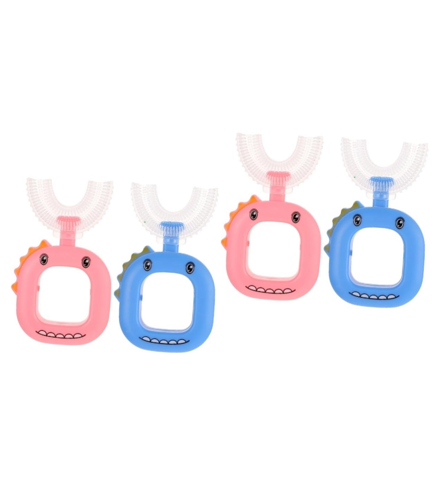 Tovinanna 4-Piece U-Shaped Cartoon Toothbrush Set for Kids | Delightful Manual Children's Toothbrushes & Accessories - Buy Online on GoSupps.com
