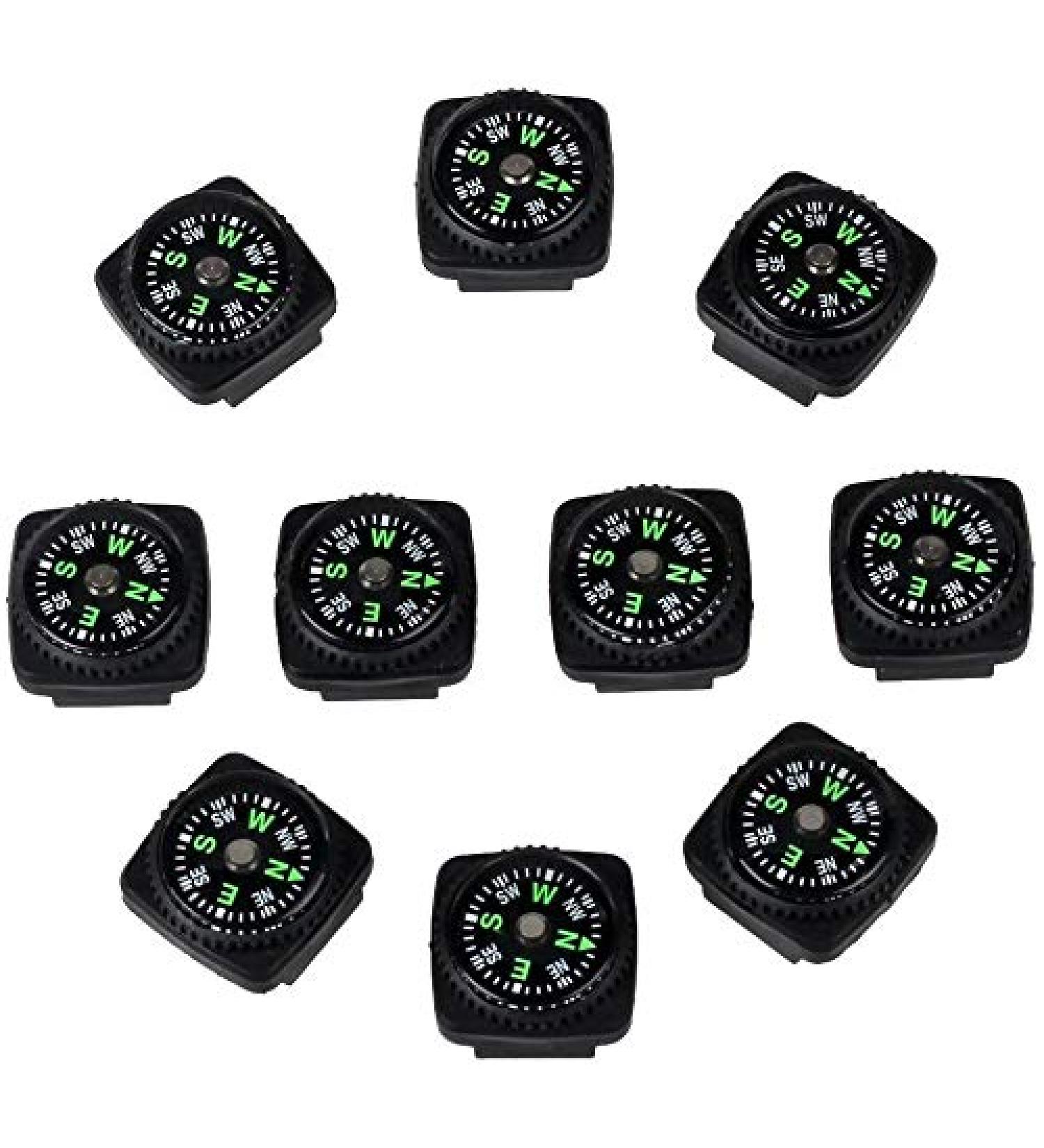 bayite Hard Shell Liquid Filled Button Compass Set for Survival Watch Band Paracord Bracelet Pack of 10 - Buy Online on GoSupps.com