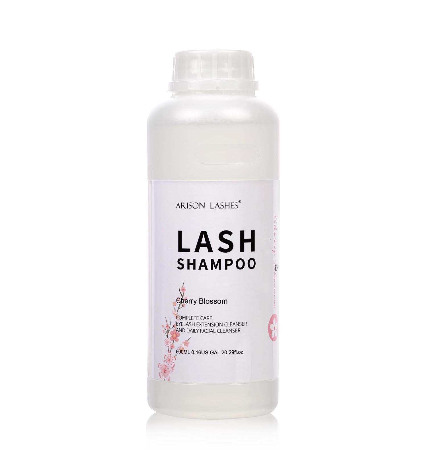 Eyelash Extension Shampoo 600ml | Paraben & Sulfate-Free Foaming Cleaner for Extensions & Natural Lashes | Cherry Blossom | Professional & Self-Use - Buy Online on GoSupps.com