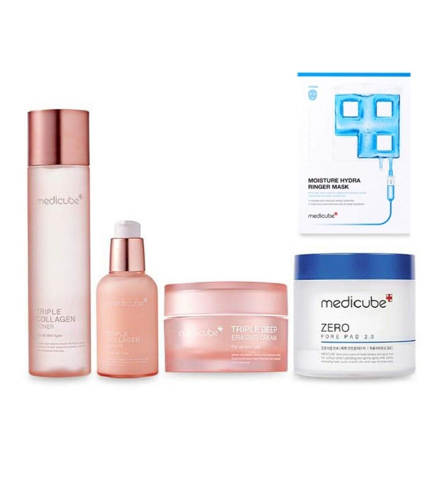 Buy Medicube Triple Collagen Booster Set - Toner Serum Cream & Pore Pads | K-Beauty International Shipping - Buy Online on GoSupps.com