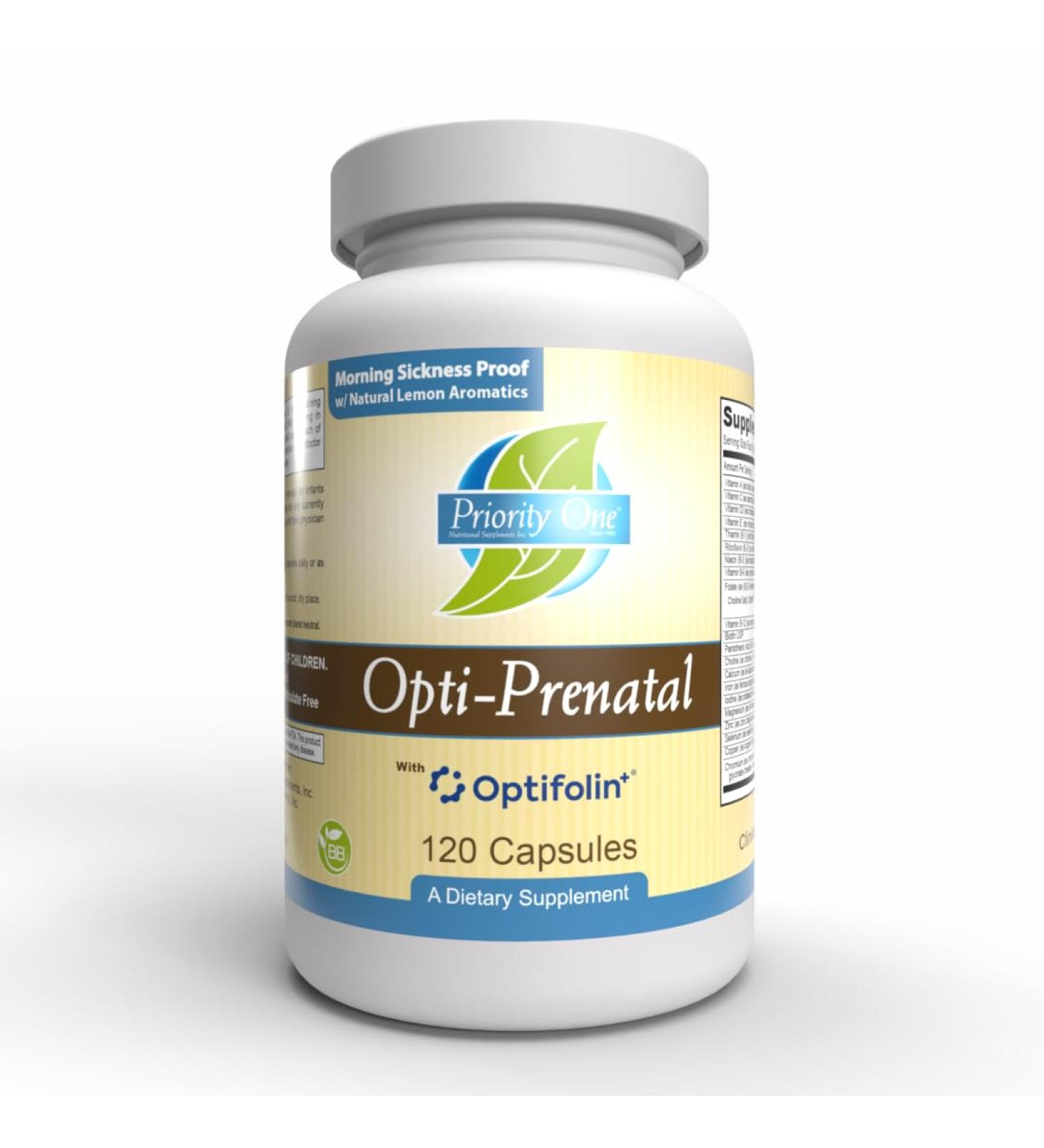 Priority One Vitamins Opti-Prenatal (120 Capsules) Support for The Nutritional Needs of Mother and Baby.* - Buy Online on GoSupps.com