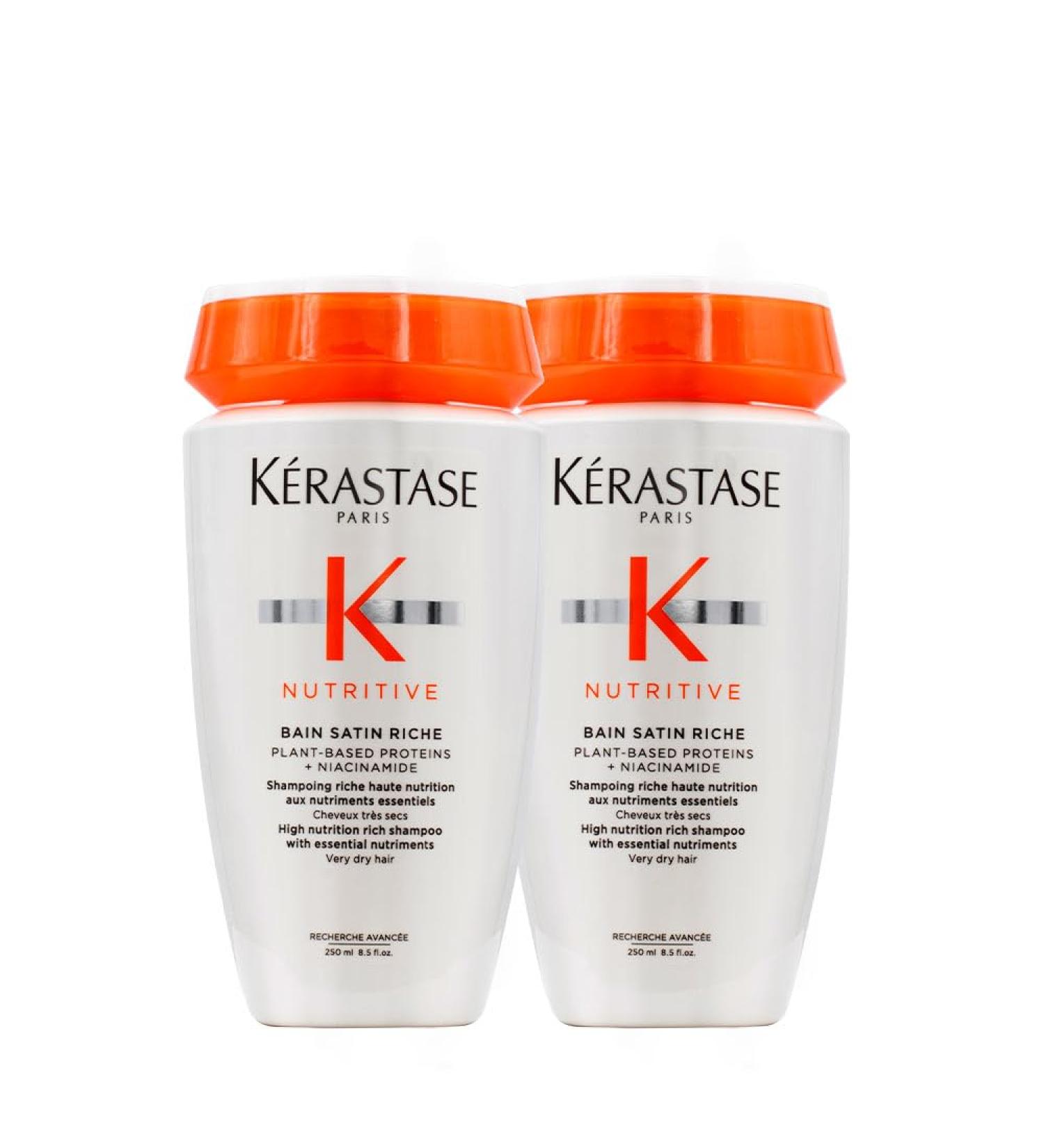 K RASTASE Kerastase Nutritive Bain Satin 2 Shampoo for Dry/Damaged Hair 250 ml (Pack of 2)