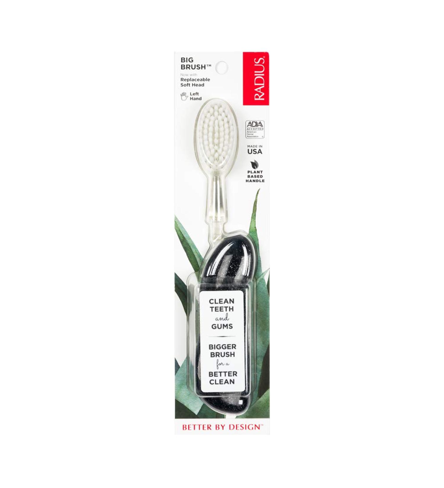 RADIUS Big Brush Soft Left Hand Black Sparkle 1 Toothbrush