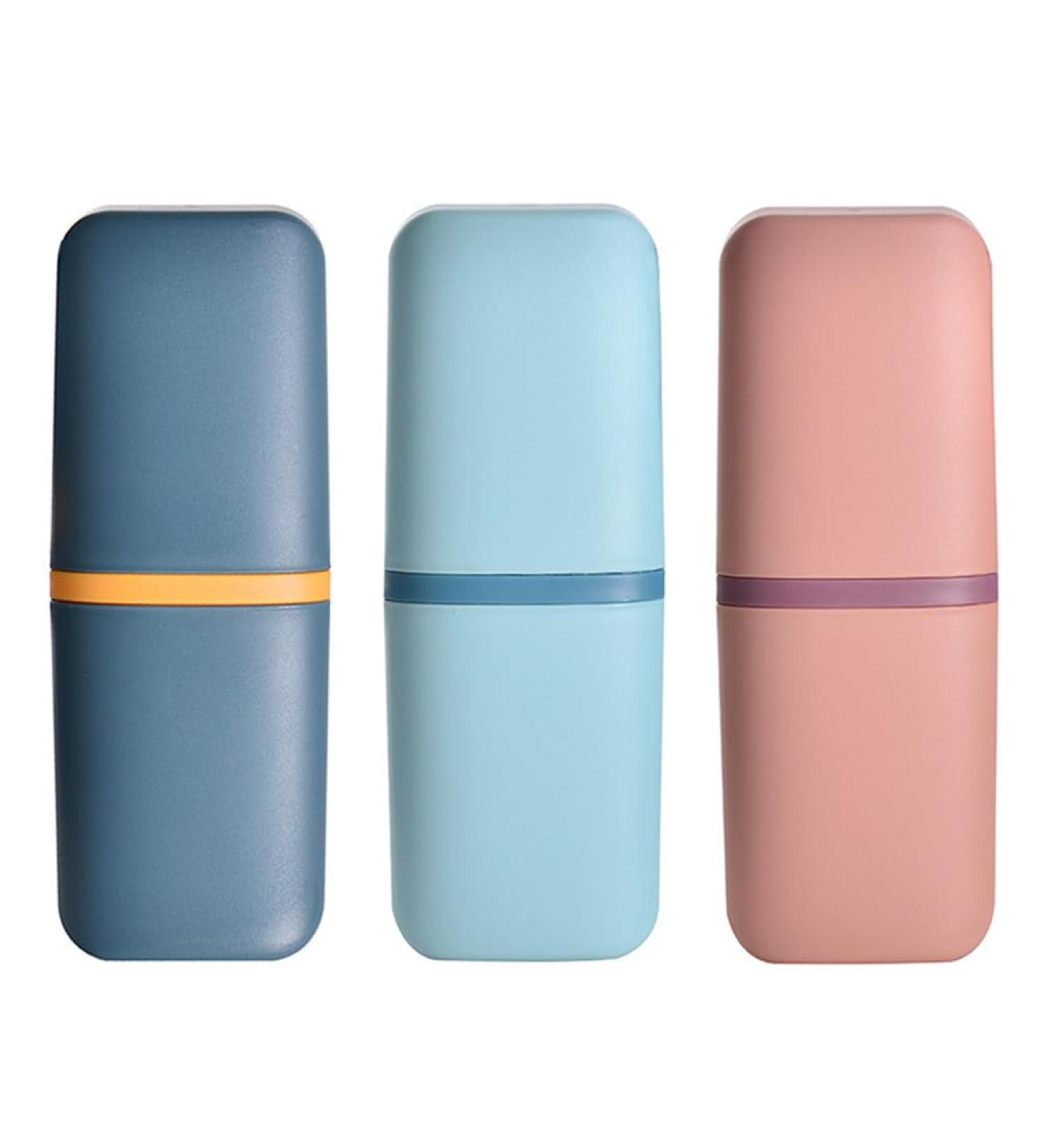 Katmerio Travel Toothbrush Set - 3-Piece Portable Toothbrush Holder & Cleaning Cup for Camping Hiking Business Trips & Home - Buy Online on GoSupps.com
