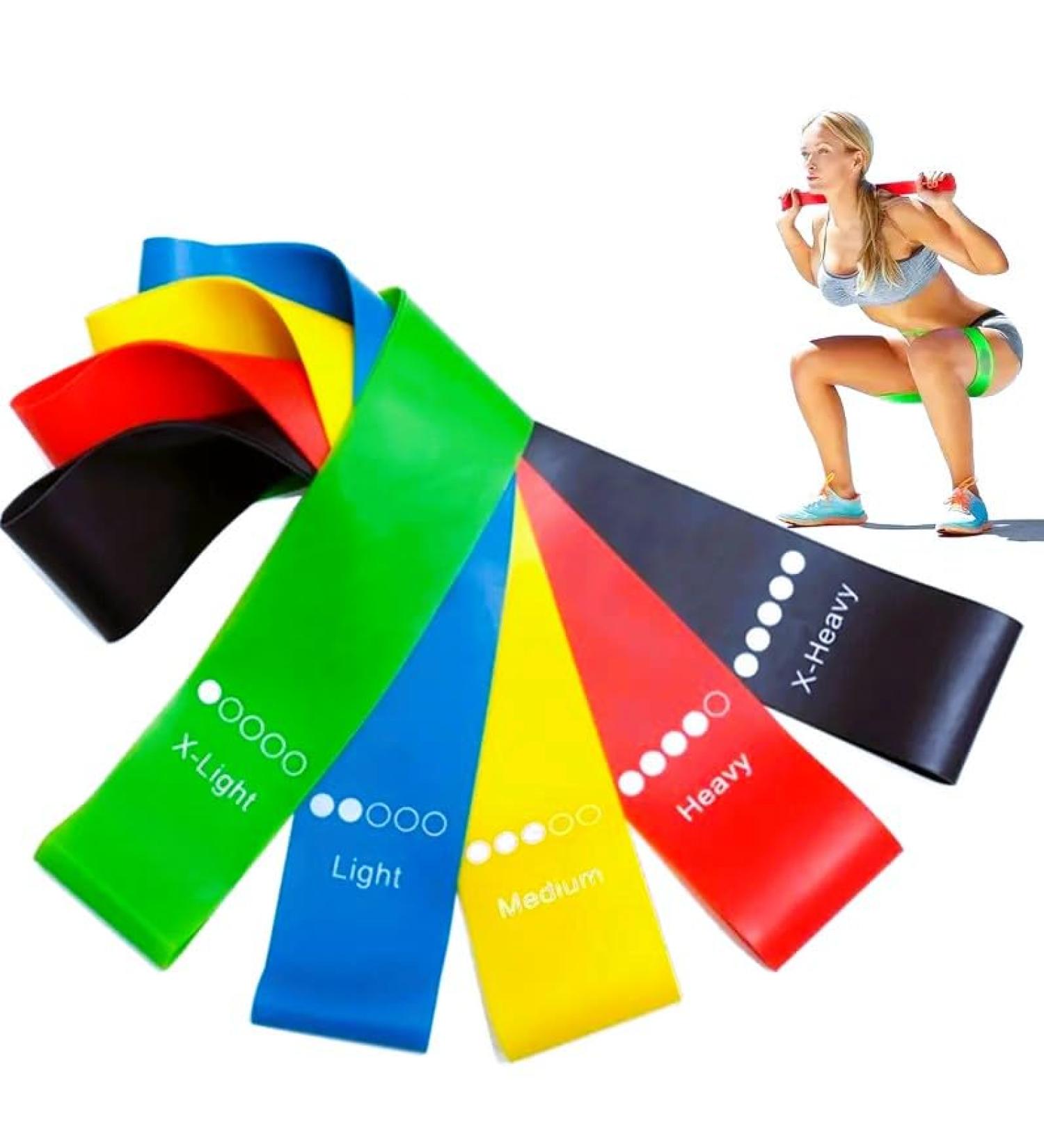 Resistance Bands Set - 5 Piece Workout Essentials for Men & Women - Booty & Leg Exercise Flexbands for Pilates - Buy Online on GoSupps.com