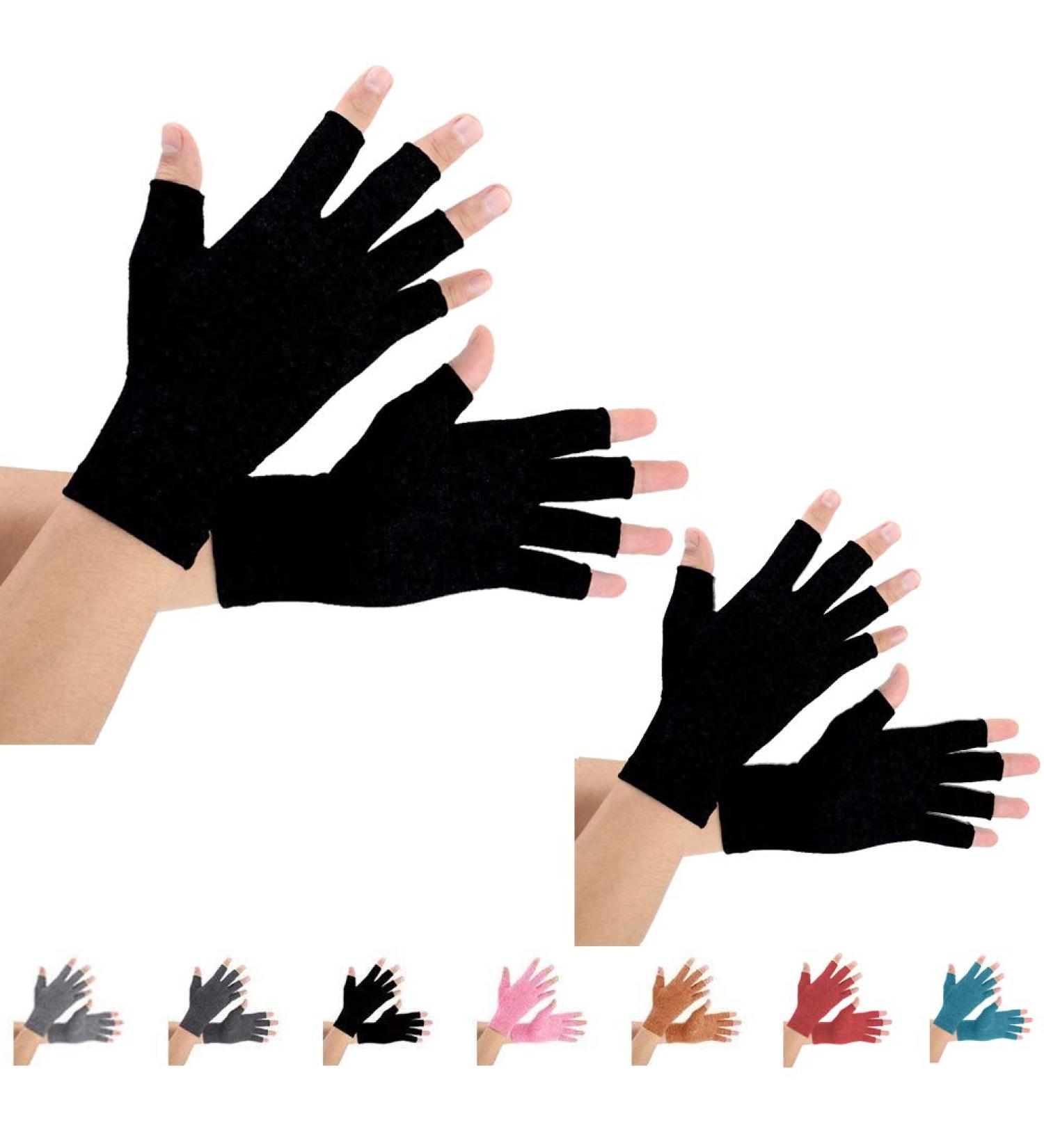 Compression Arthritis Gloves for Pain Relief - 2 Pairs Warmth & Support for Hands Finger Joints - S Pure Black - Buy Online on GoSupps.com
