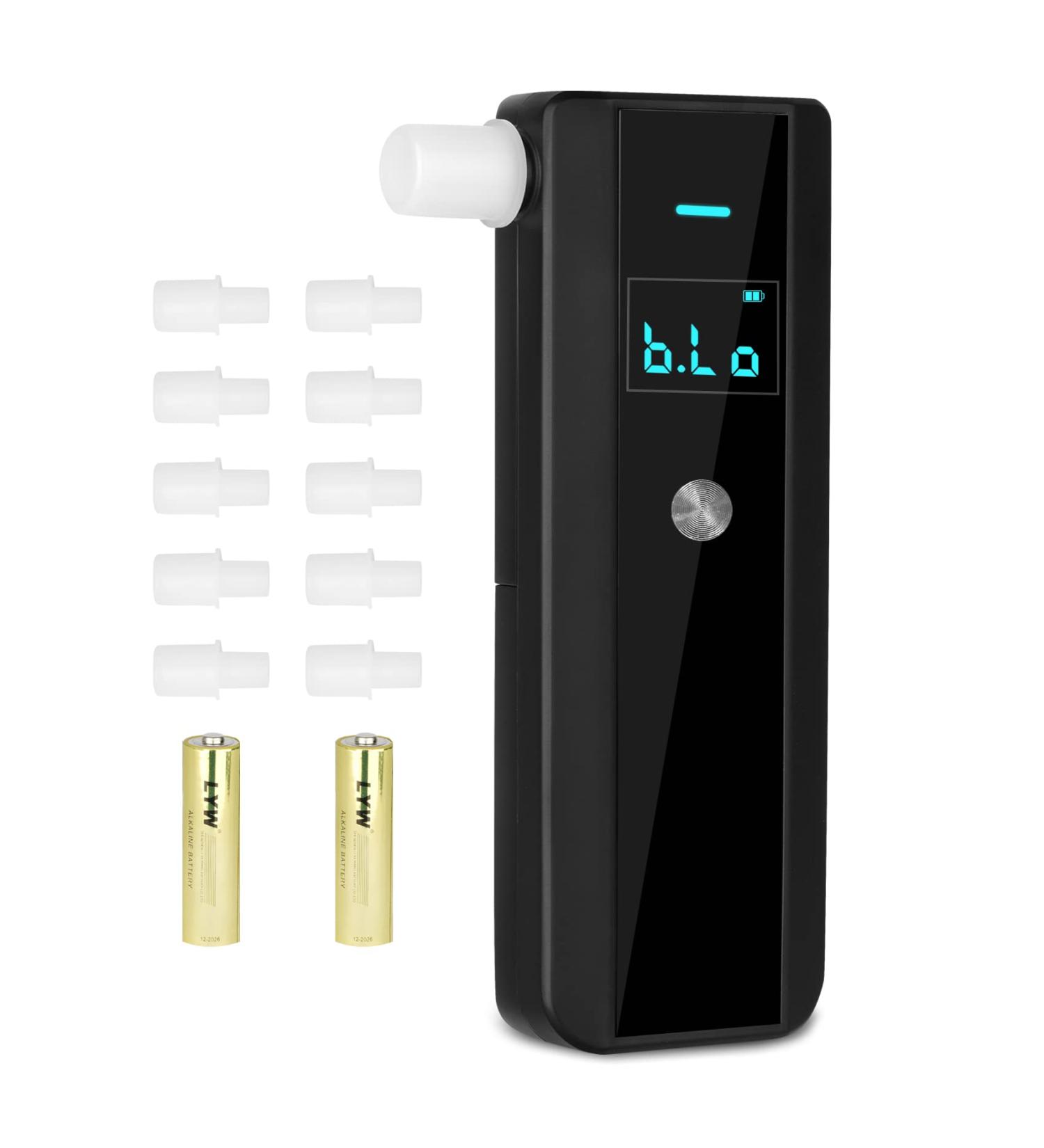 Chaoos Portable Breathalyzer Alcohol Tester with LCD Display - High Precision, 10 Mouthpieces for Home and Party Use (Black) - Buy Online on GoSupps.com