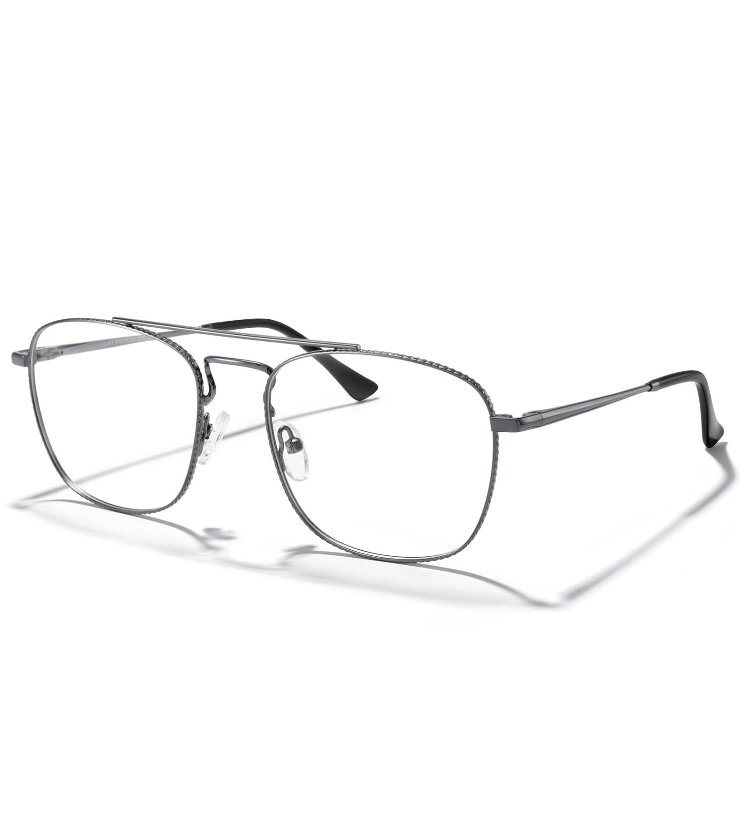Rectangle Reading Glasses for Men & Women - Blue Light Blocking Metal Eyeglasses - Full Frame Grey 1.25x Readers - International Shipping Available - Buy Online on GoSupps.com