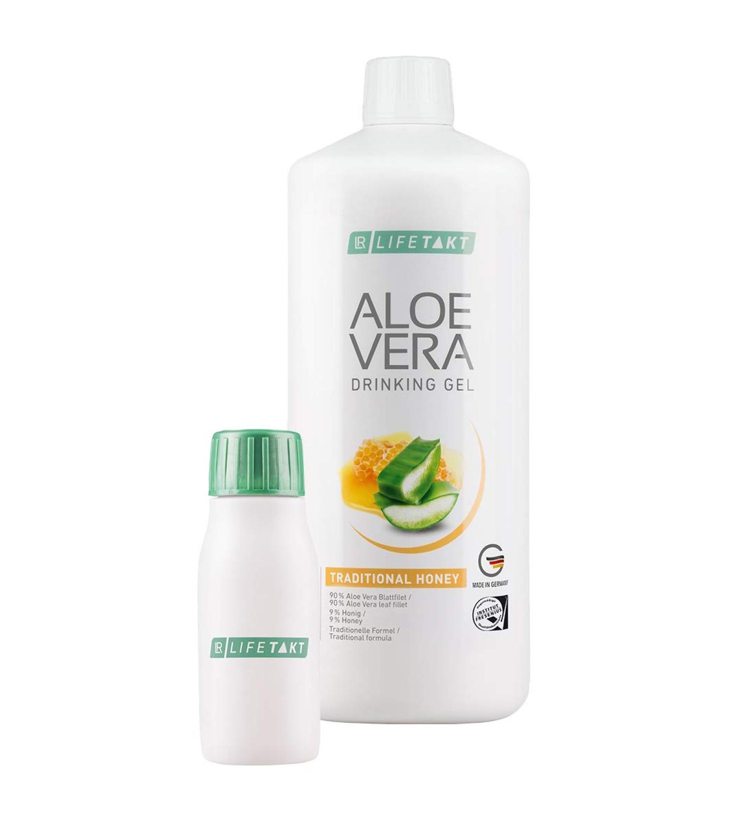 LR Aloe Vera Drinking Gel Honey / Honey 1000 ml plus Aloe Vera Rotating Bottle (unfilled) for on the go 90 ml