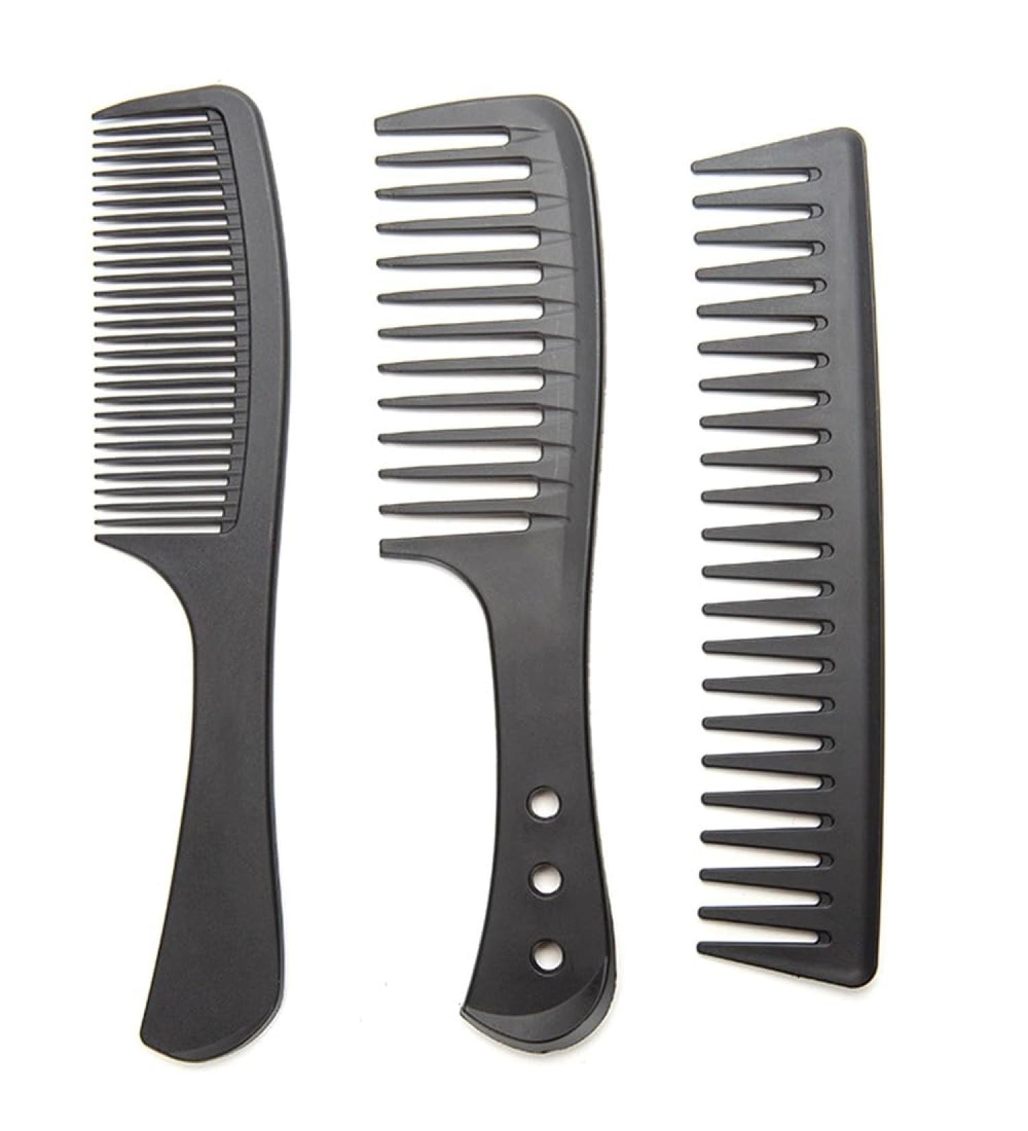 DAZISEN 3 Pieces Combs Set - Black Wide Toothed Comb Hairdressing Combs Heat Resistant Anti-static Detangling Hair Comb Cutting Combs Set 2 - Buy Online on GoSupps.com