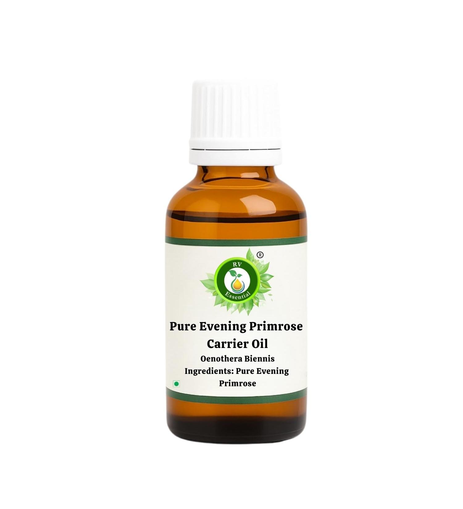 R V Essential Pure Evening Primrose Oil | Oenothera Biennis | 100% Natural Cold Pressed | for Face, Skin Care, Hair Care, Scalp Massage, Body Massage | 30ml | 1.01oz 1.01 Fl Oz (Pack of 1) - Buy Online on GoSupps.com