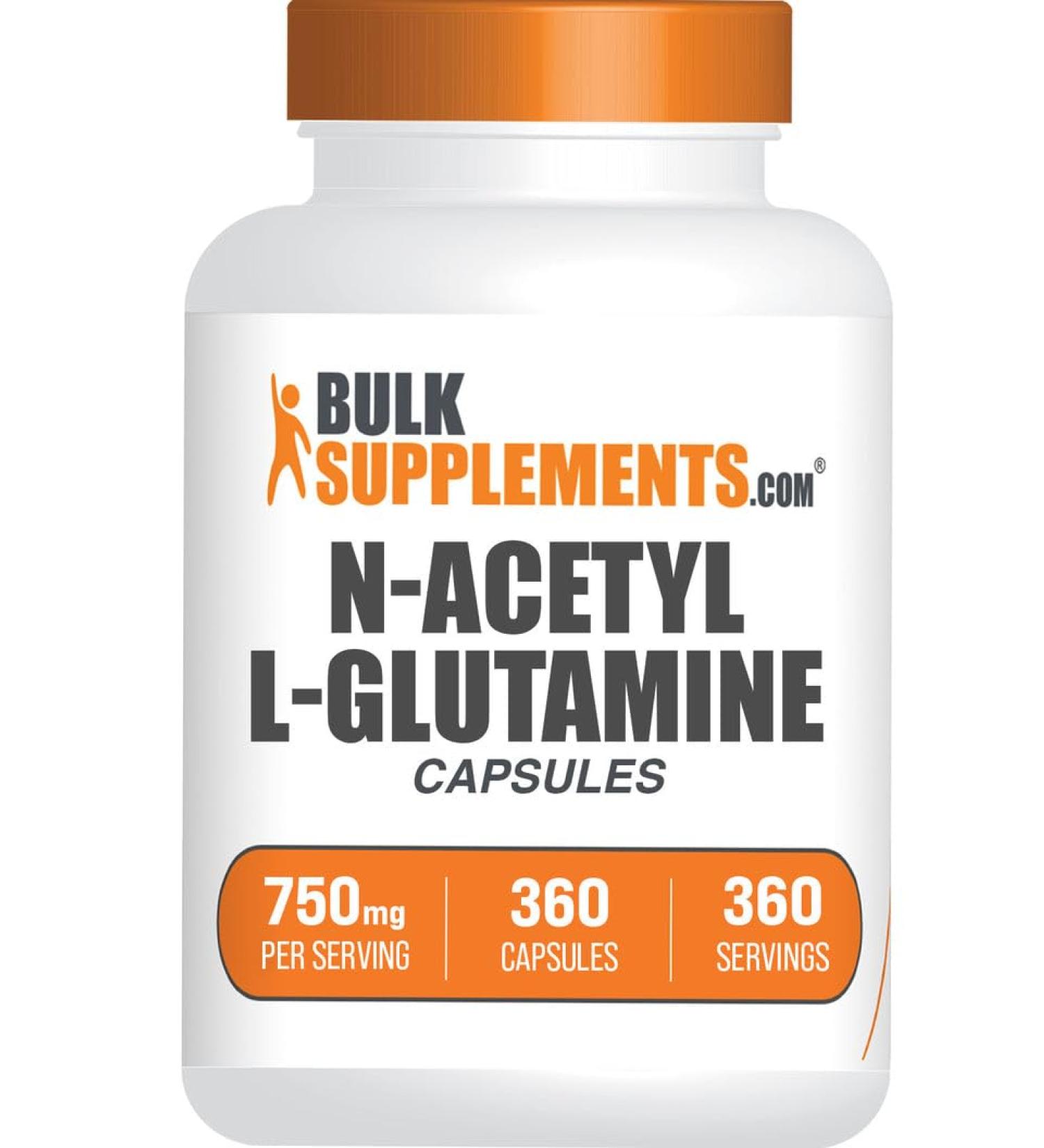 BulkSupplements.com N-Acetyl L-Glutamine Capsules - Glutamine Supplement Amino Acids Supplement - Gluten Free 1 Capsule per Serving (750mg) 360 Count (Pack of 1) - Buy Online on GoSupps.com