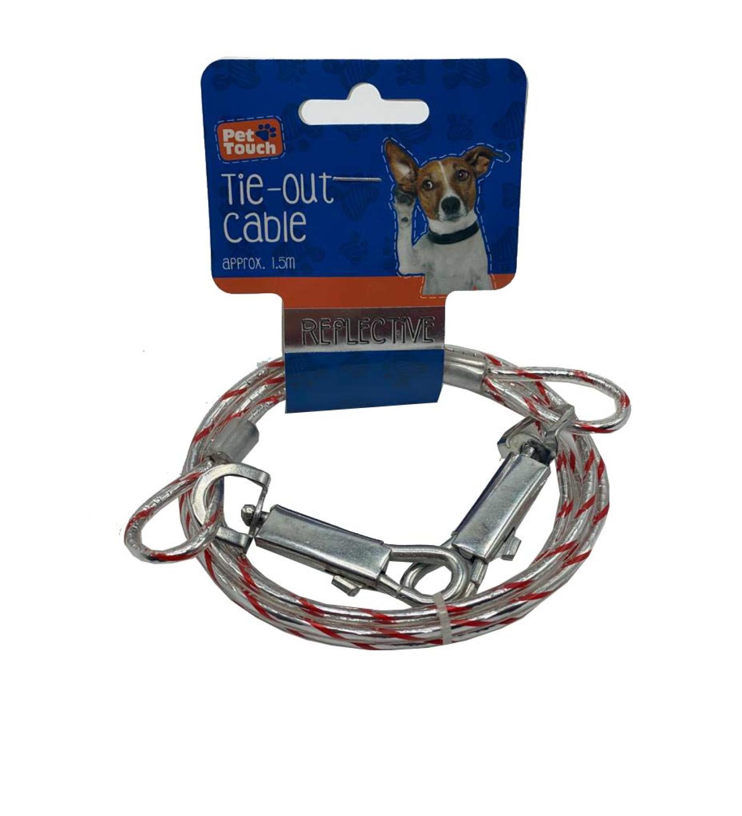 Pet Touch Dog Tie Out Cable Reflective and Strong Made of Stainless Steel Chew Proof Ideal for Small and Medium Puppies Approximately 1.5 m Long Red