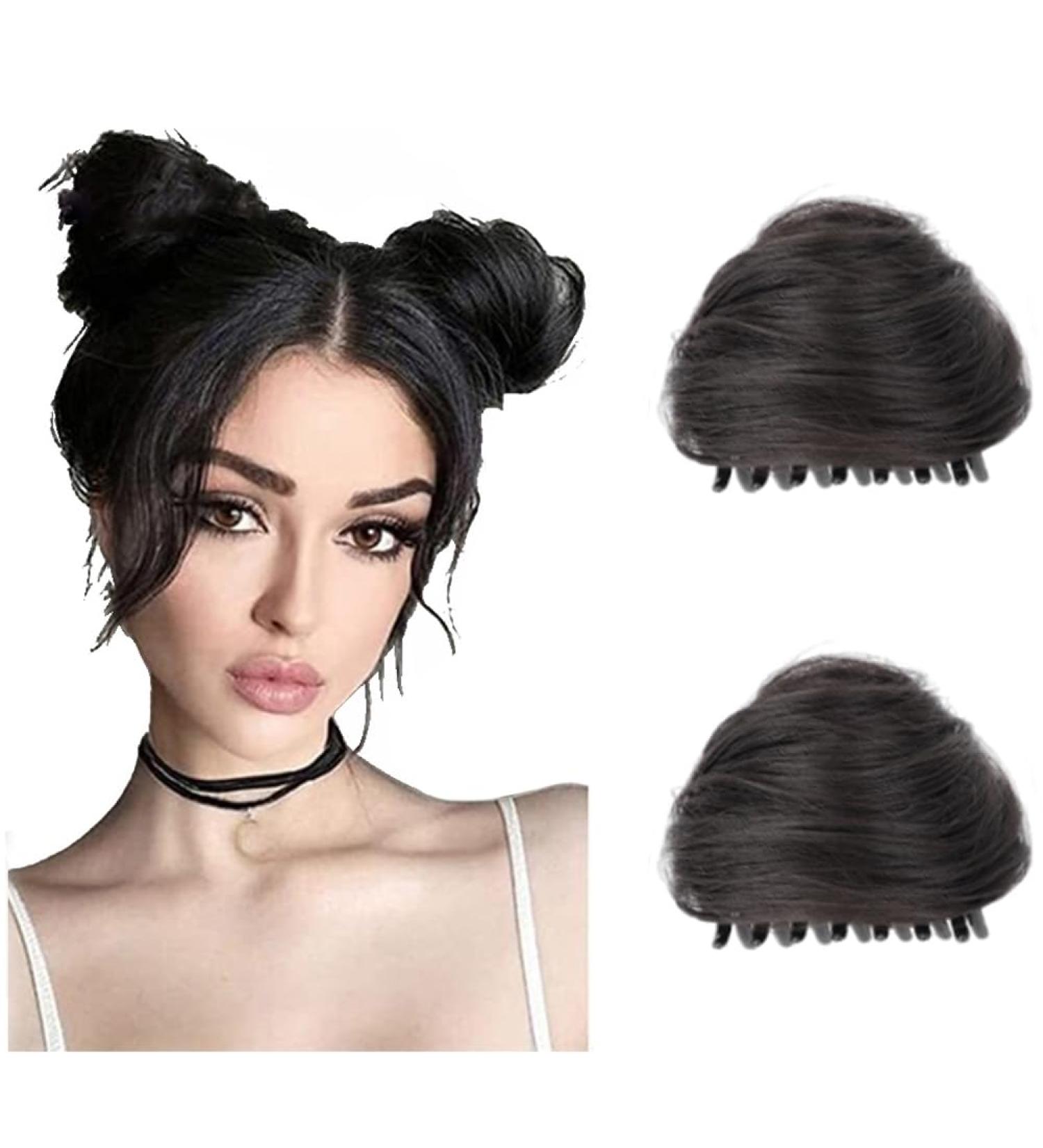Cat Ears Hair Donut Chignon Claw Clip in Messy Hair Bun Space Bun Hair Pieces Cat Ears Bun Hair Extensions Wig Accessory Ponytail Hairpieces for Women Girls (Brown Black) Brown Dark - Buy Online on GoSupps.com