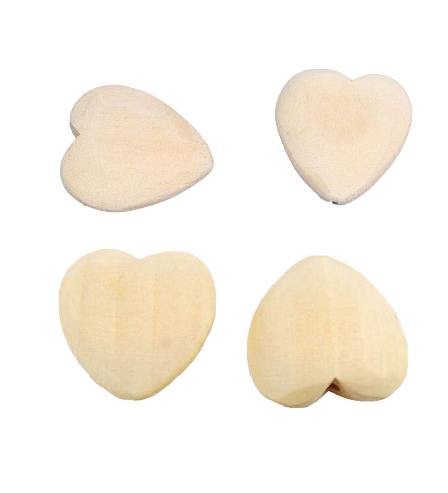 20pcs Natural 25mm Unfinished Wood Heart Beads - Eco-Friendly DIY Craft Accessories - Buy Online on GoSupps.com