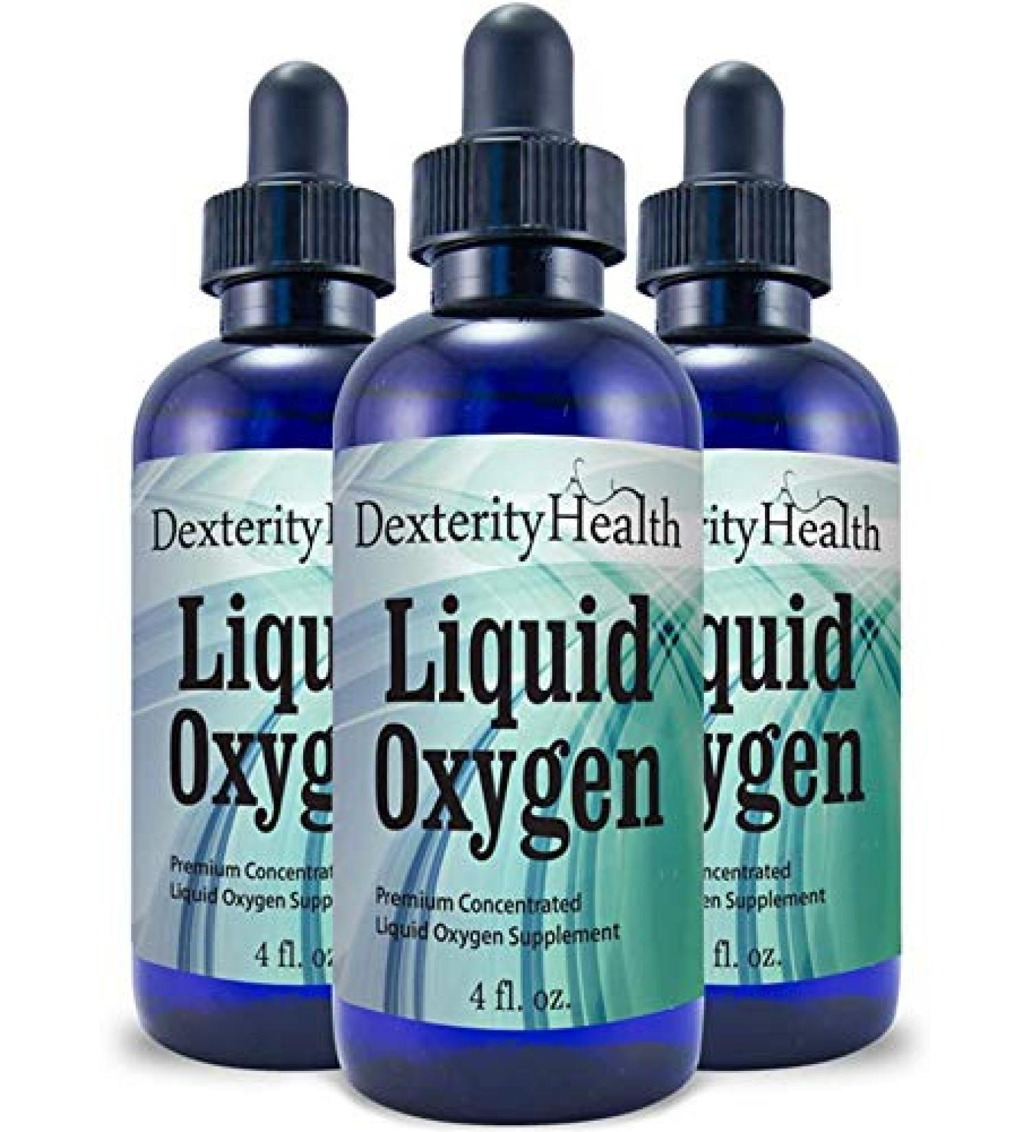 Dexterity Health Liquid Oxygen Drops 3-Pack - 4 oz. Dropper Bottles (Vegan & All-Natural) | Safe, Sterile & Proprietary Oxygen-Rich Blend - Buy Online on GoSupps.com