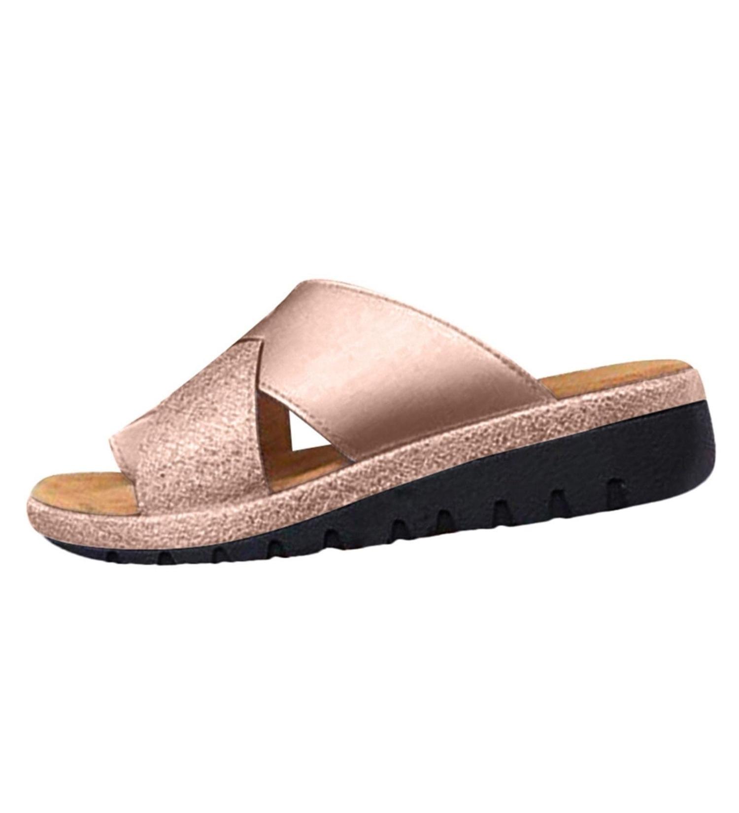 Comfortable Women's Orthopedic Sandals for Bunion & Plantar Fasciitis Relief | Stylish Toe-Post Beach Slippers in Pink - Buy Online on GoSupps.com
