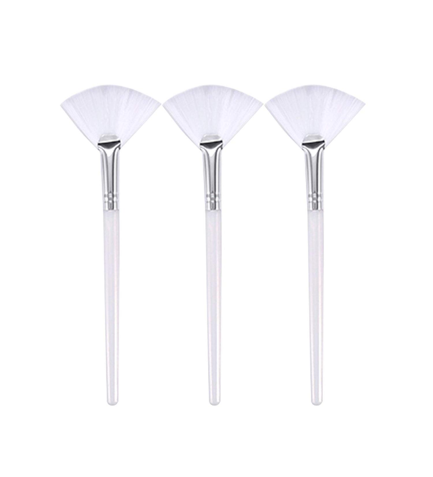 3-Piece Soft Facial Fan Brush Set | Premium Cosmetic Makeup Applicators for Peeling Mud & Cream - Buy Online on GoSupps.com