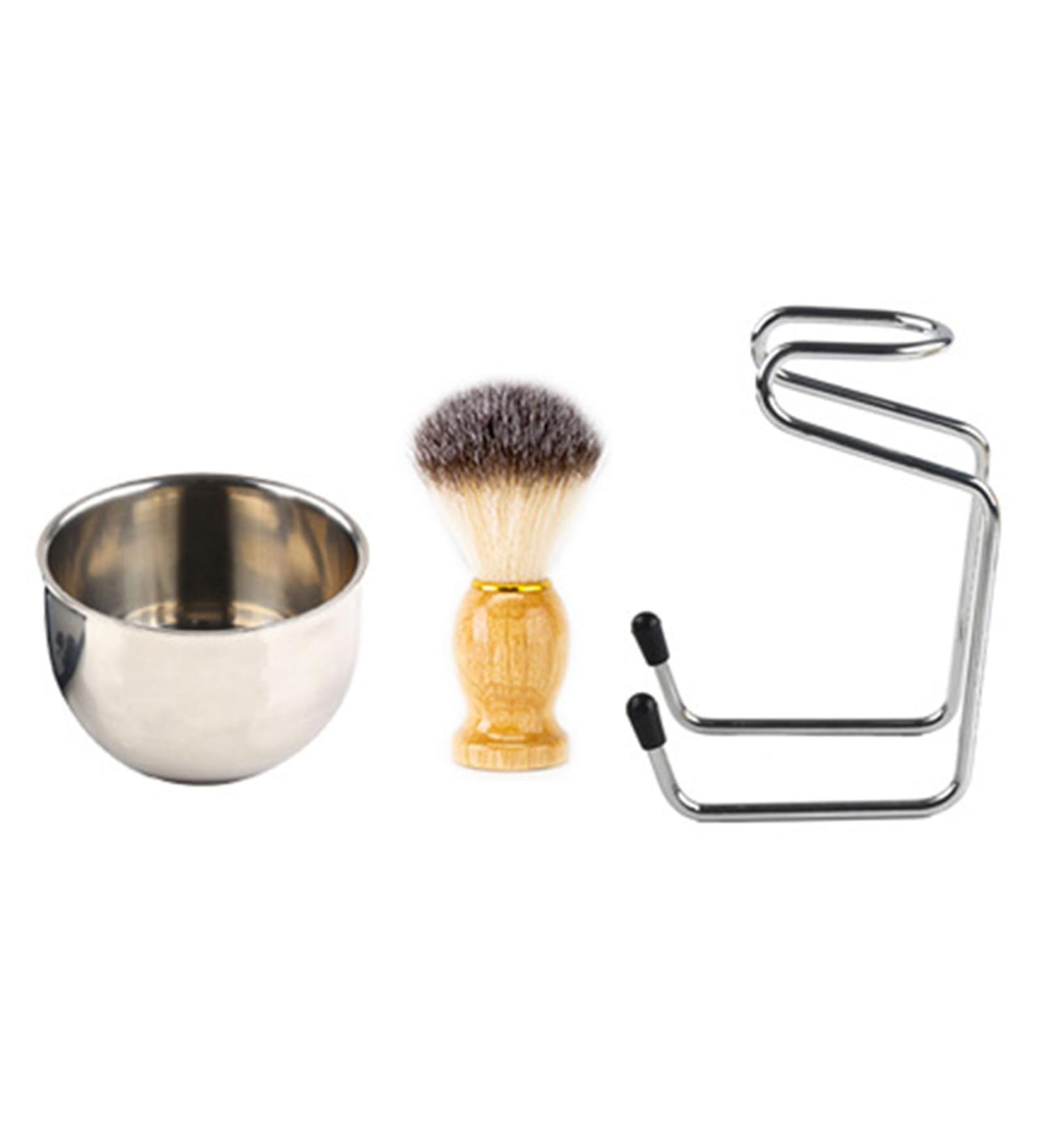 Libcflcc 3-in-1 Razor Set for Men | No Stinging Smell Reusable Beard Cleaning Brush & Foaming Bowl | Premium Silver Bath Accessories - Buy Online on GoSupps.com