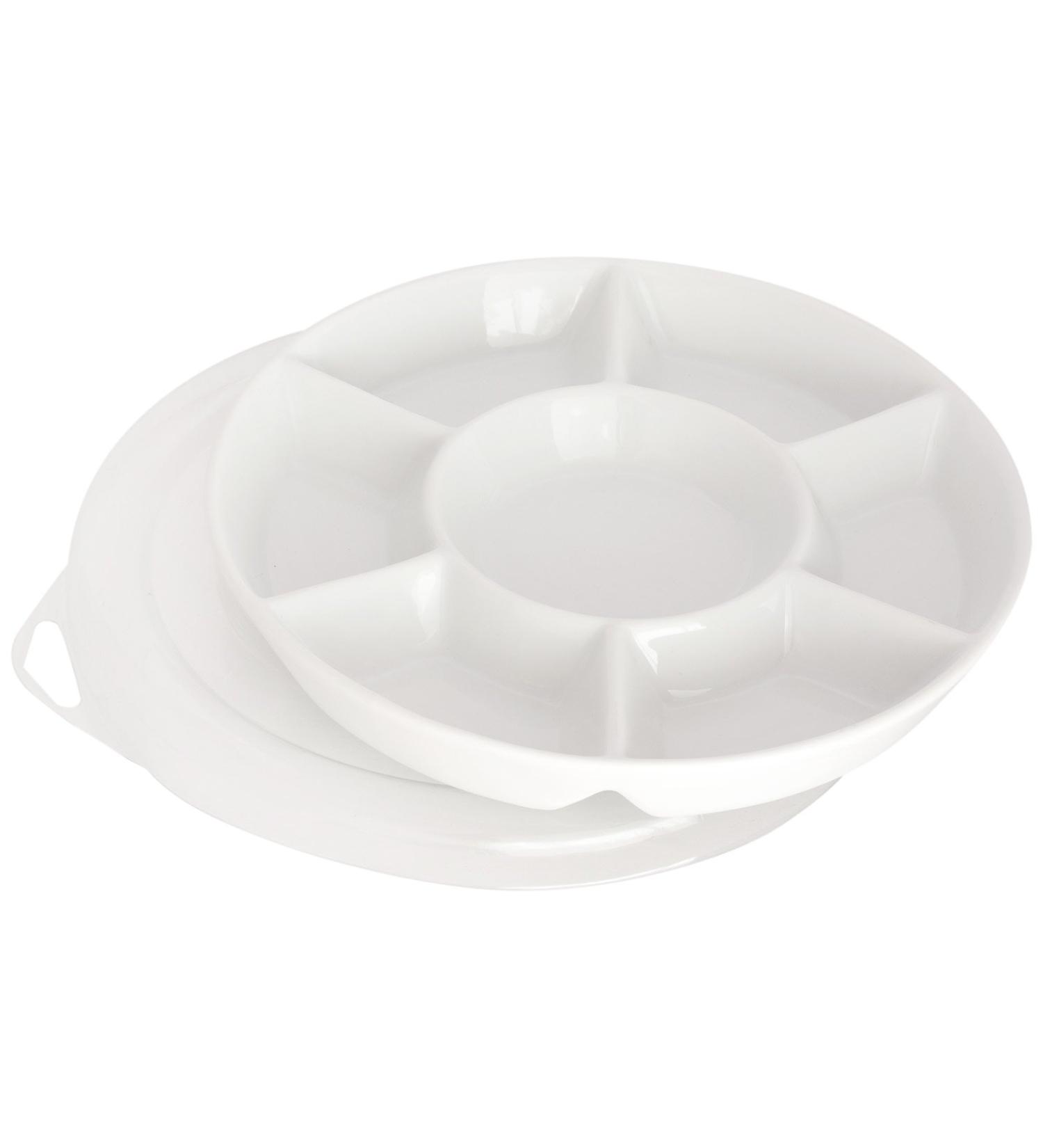 Jack Richeson Porcelain Palette 7 Well Round with Plastic Cover