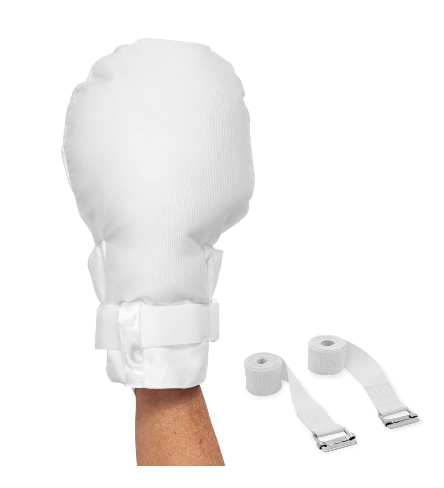 Medical Double Security Mitts for Elderly & Medical Procedures - One Size Fits All with Extra Padding for Comfort & Protection - Includes Bed Restraints - 2 Gloves - Buy Online on GoSupps.com