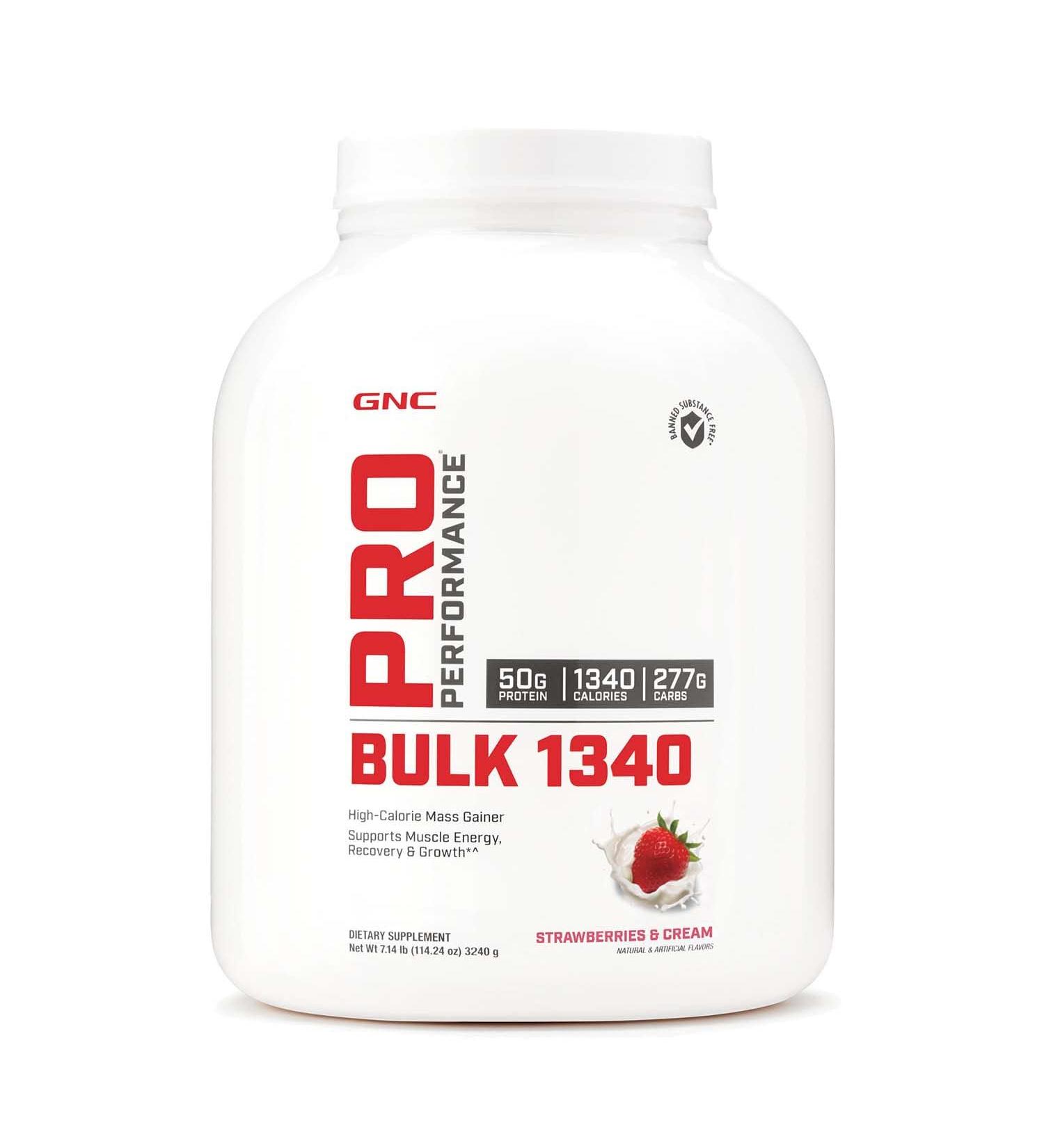 GNC Pro Performance Bulk 1340 - Strawberries and Cream | 9 Servings | Supports Muscle Energy, Recovery, and Growth - Buy Online on GoSupps.com