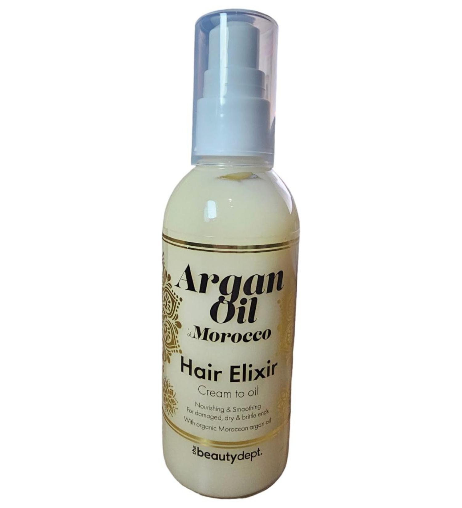Hair Elixir with Organic Moroccan Argan Oil Nourishes Softens and Repairs Damaged Hair 100 ml