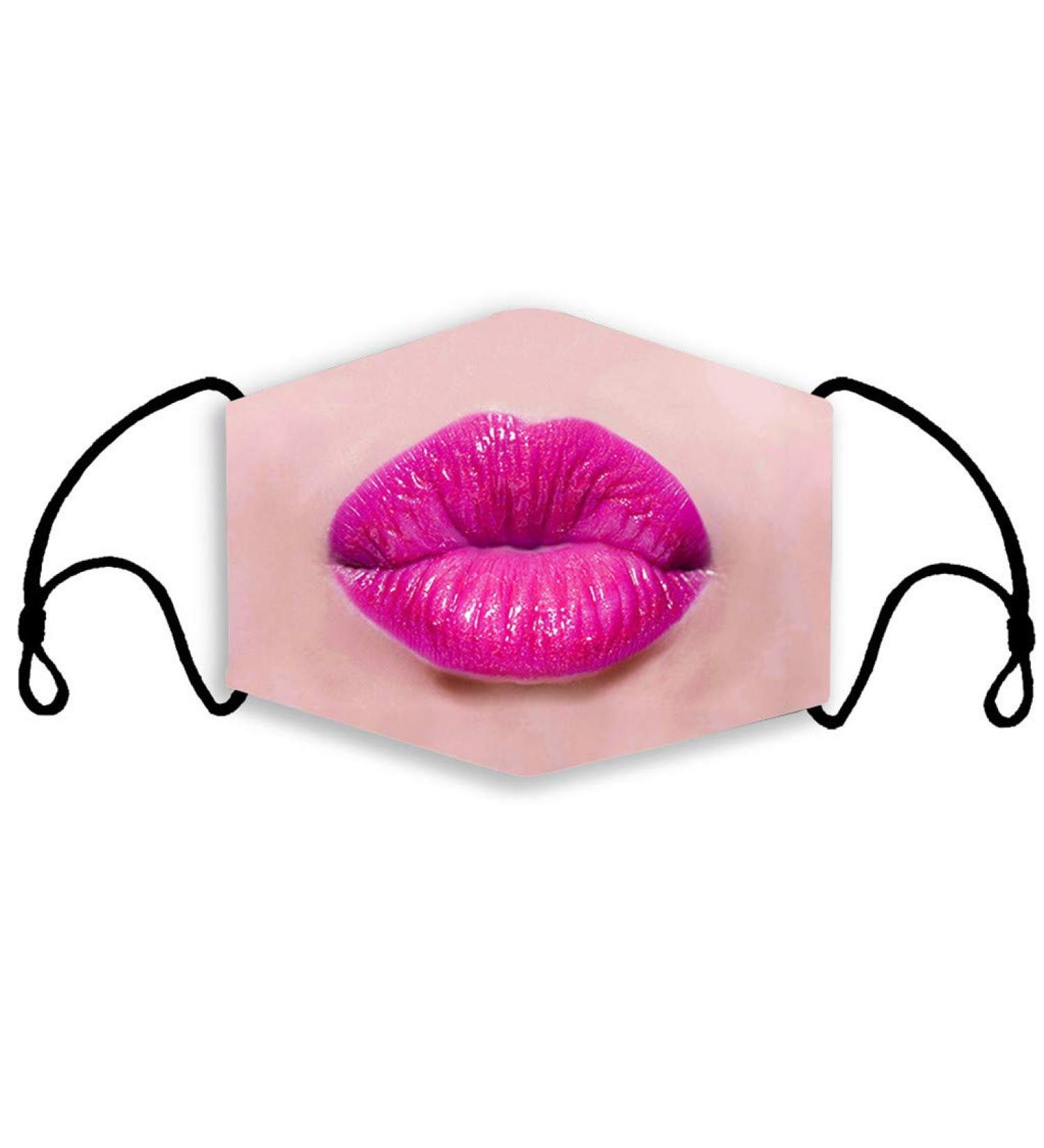 riou Women's Face Mask with Lip Motif Washable Reusable Fabric Breathable Dustproof Mouth and Nose Protection Scarf