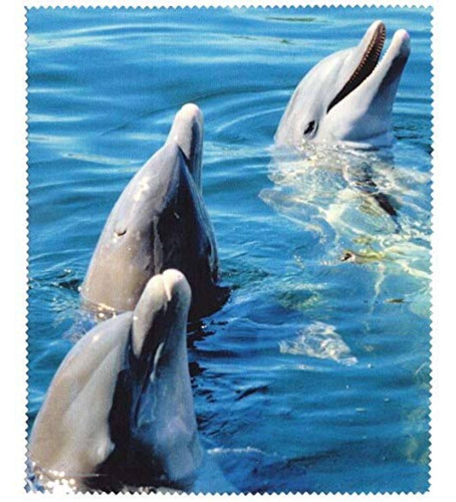Motif microfibre cloth with animal motif - dolphin - glasses cleaning cloth - 15x18cm