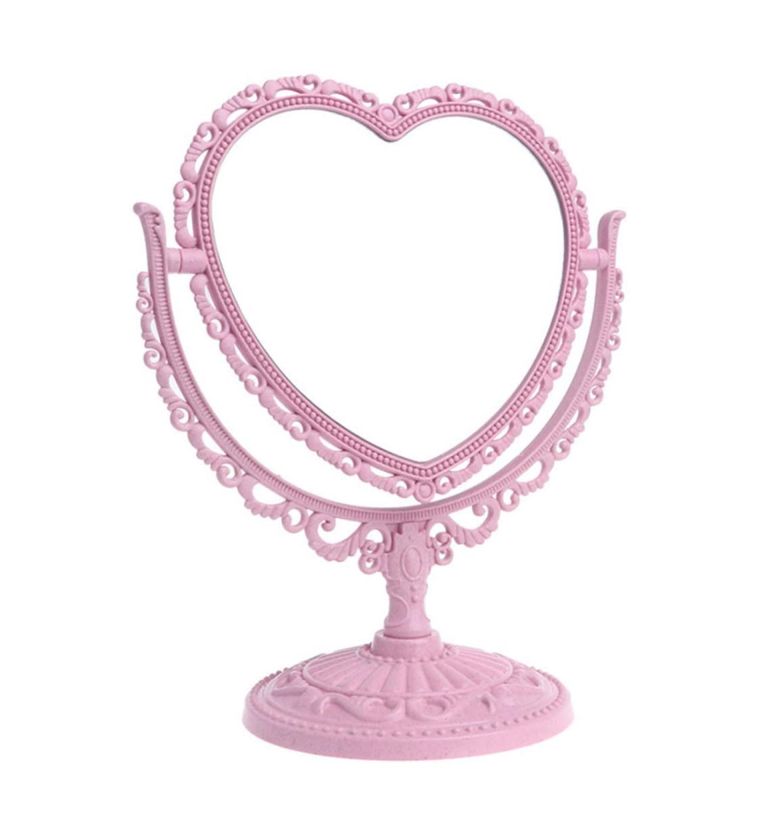 Beauty tools Makeup Mirror Heart Shaped Rotatable Double Sided Desktop Cosmetic Vanity Mirror - Buy Online on GoSupps.com