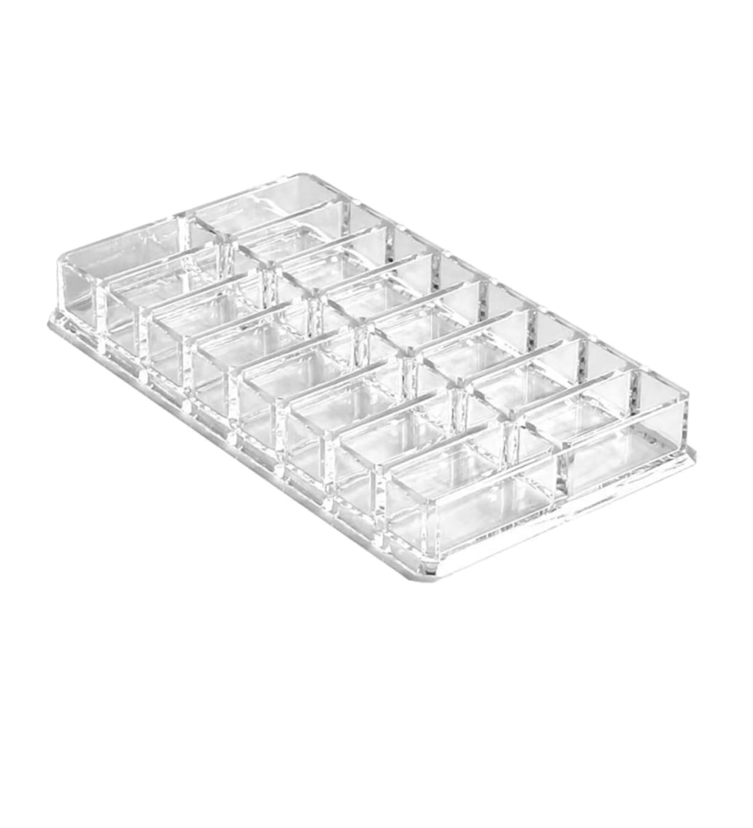 STOBAZA 1pc 16 Storage Double-row Rack Lipstick Loose Makeup Display Acrylic Transparent Pressed Compact 22X12X2.5CM Transparent - Buy Online on GoSupps.com