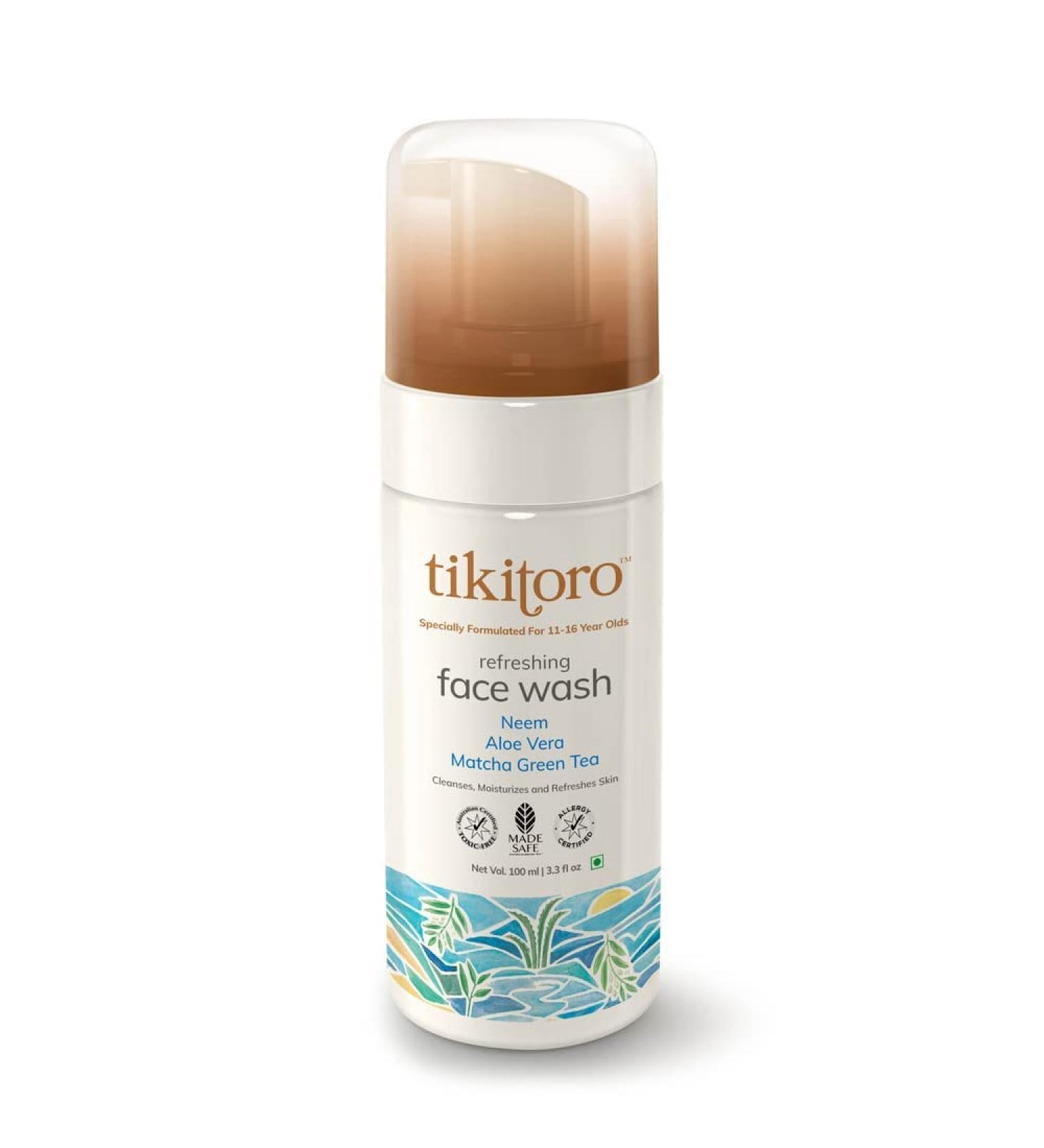 Tik.itoro Te.ens Refreshing Face Cleanser - Vegan Neem Aloe Vera & Matcha Green Tea Paraben & Sulfate-Free For All Skin Types (100ml - Buy Online on GoSupps.com