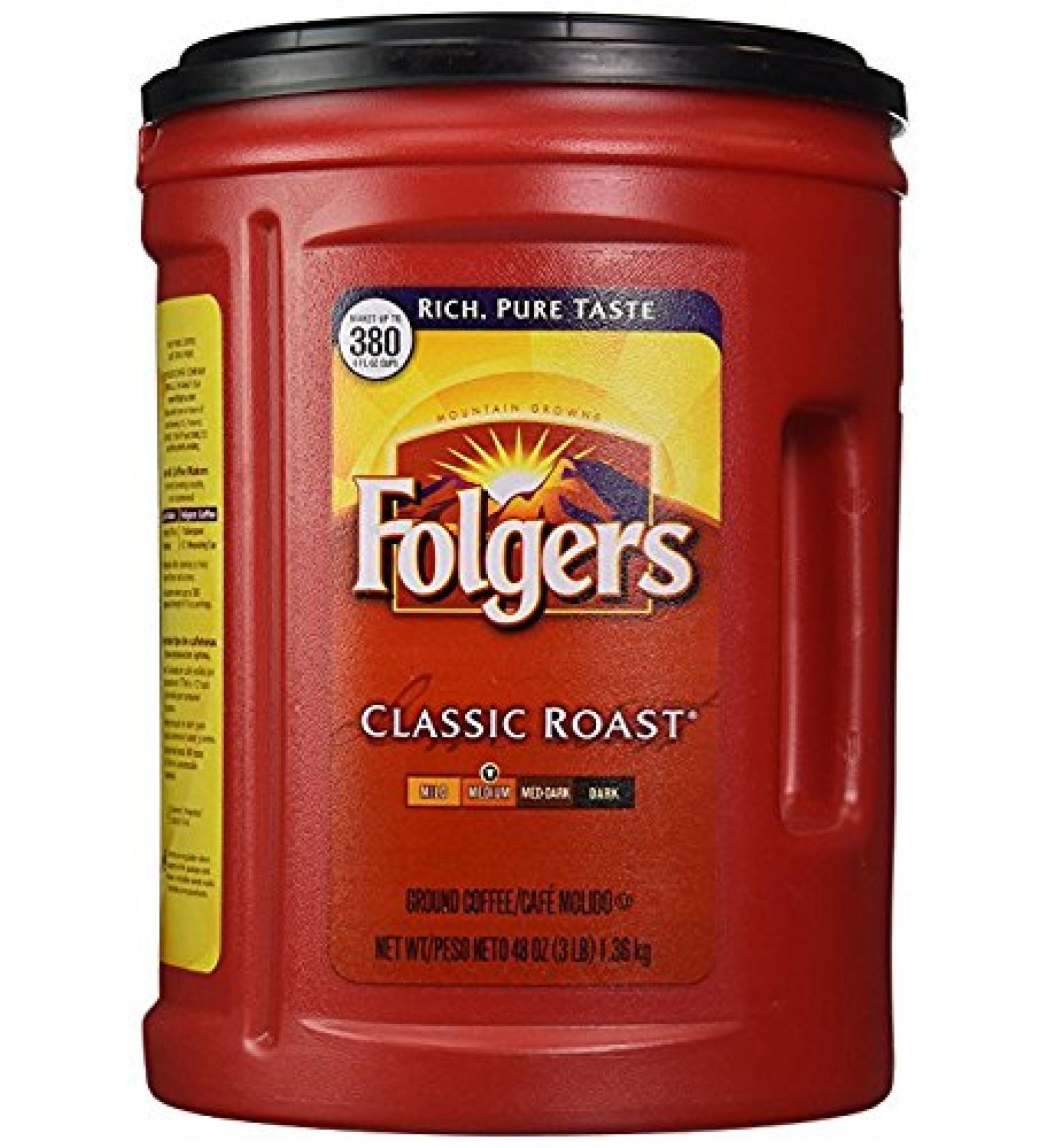 Folgers Classic Roast Ground Coffee VSKuRx 48 oz (Pack of 4)