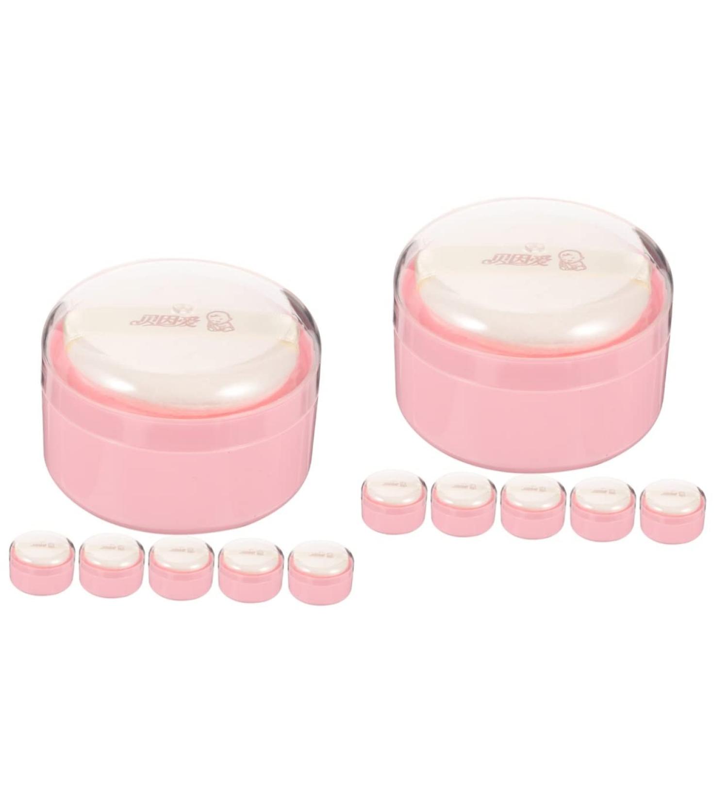 Toddmomy Baby Powder Set - 12 Pcs Body Powder Puff Box with Pink Synthetic Sponge - Compact Child-Friendly Plastic Containers - 8x6cmx2pcs Pinkx2pcs - Buy Online on GoSupps.com