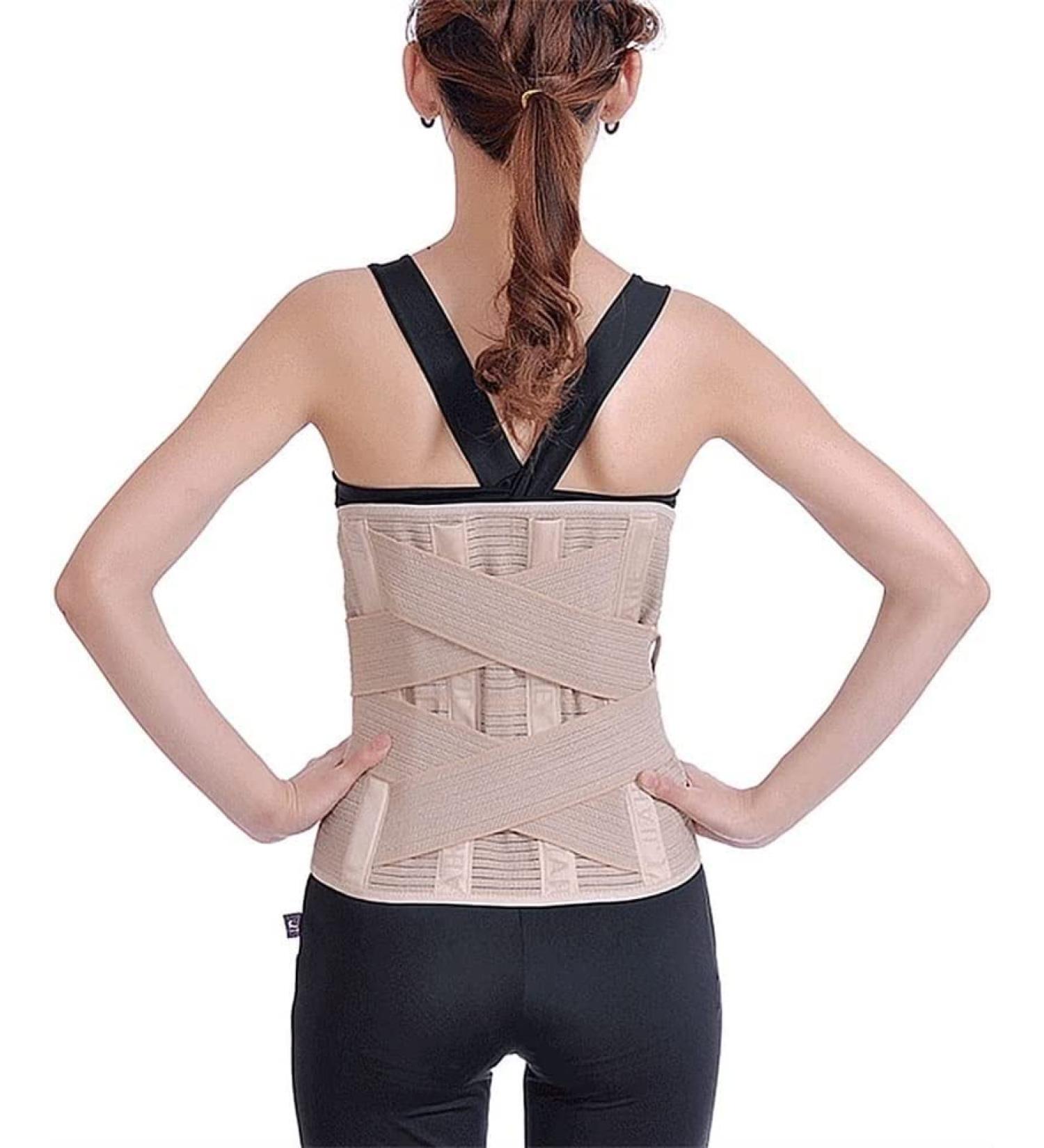 Back Bandage for Men & Women - Lower Lumbar Support Posture Correction & Pain Relief - XXXL Beige Training Belt for Weightlifting Scoliosis & Sciatica - Buy Online on GoSupps.com