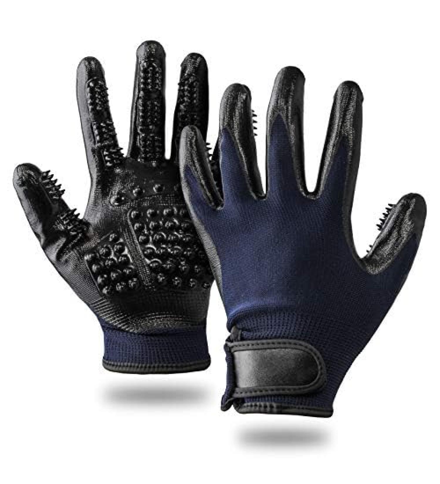 LetiStore 2X Cat Brush Grooming Gloves - Blue XL | Effective Pet Grooming for Cats Dogs and Horses | Remove Hair Easily - Buy Online on GoSupps.com