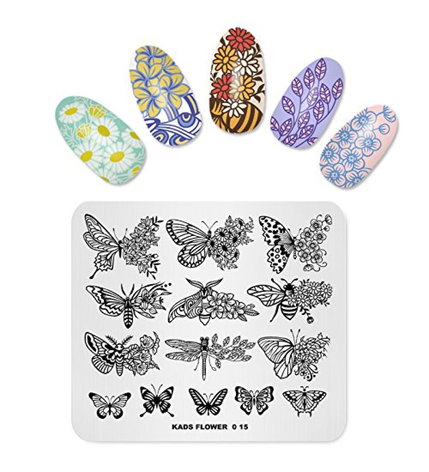 Floral Butterfly Nail Art Stamper Tool - Plate Stamp Flower Multi-Pattern Printing Template FL015 - Buy Online on GoSupps.com