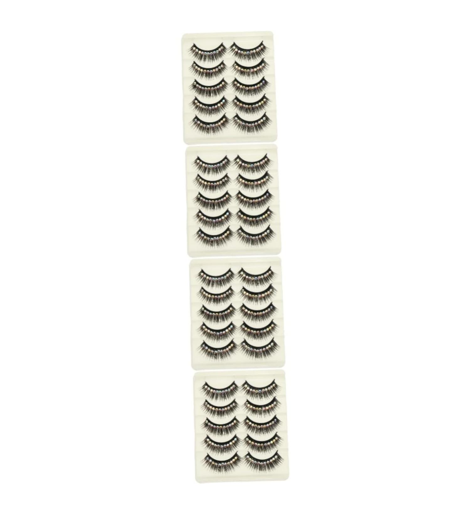 minkissy 40 Pairs Diamond False Eyelashes False Eyelashes with Rhinestones Volume Cat Eye Performance Eyelash Lashes Long Fake Lash Chemical Fiber Hard Stem Cosmetic Cosplay - Buy Online on GoSupps.com