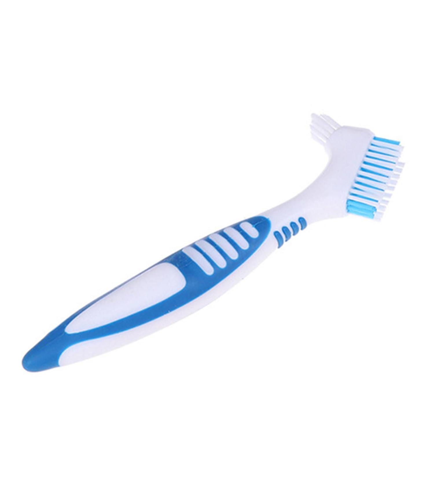 Libcflcc Double-Sided Prosthesis Toothbrush for False Teeth - Ergonomic Handle & Multi-Layered Bristles for Optimal Oral Care | Home Use | Blue - Buy Online on GoSupps.com