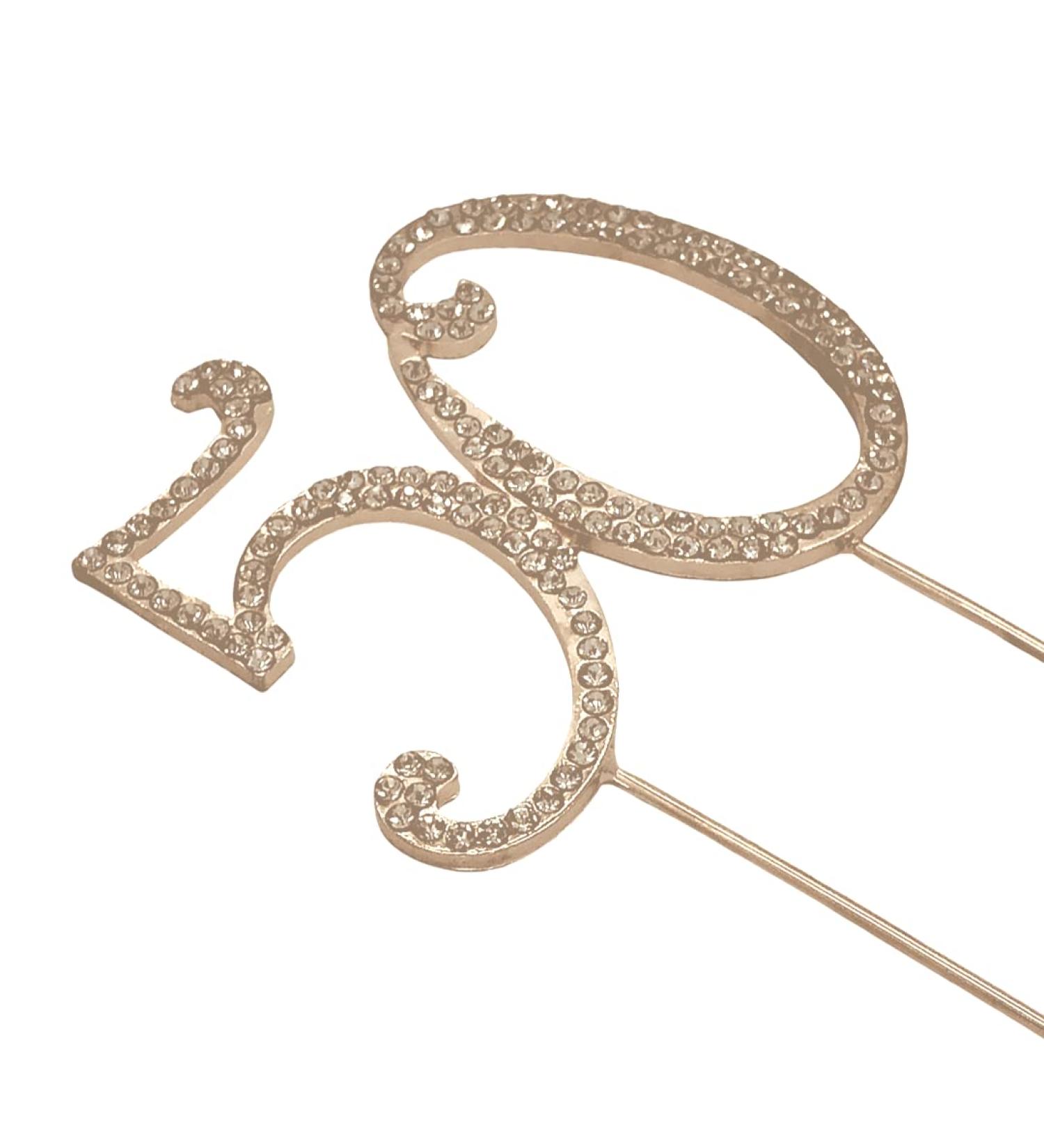 Vincenza Rhinestone Crystal Birthday Cake Topper Number Pick 50th with Diamante Gems - Cake Decorations for Wedding Anniversary Birthday Party (Gold) - Buy Online on GoSupps.com