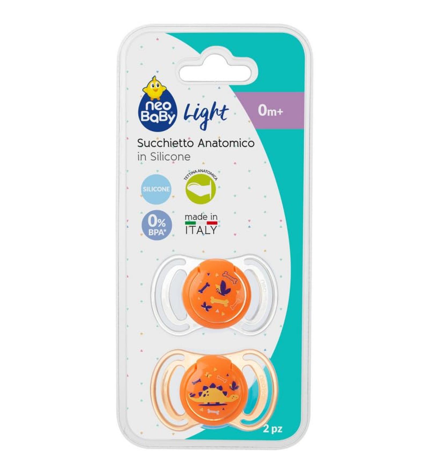 Neobaby Light Anatomical Silicone Pacifier 0M+ 1 Pack of 2 Pacifiers