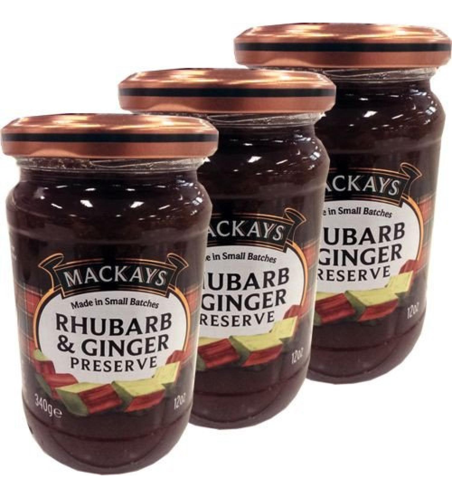 Mackays Mackays Rhubarb & Ginger Marmalade Pack of 3 jars of 340g (beechwood ginger marmalade)