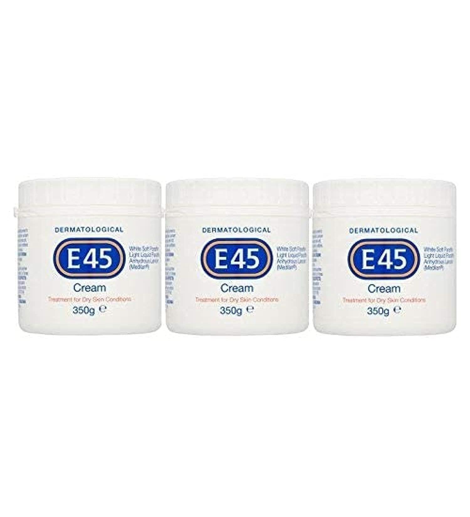 E45 Dermatological Cream Treatment for Dry Skin Conditions (350g) Pack of 3