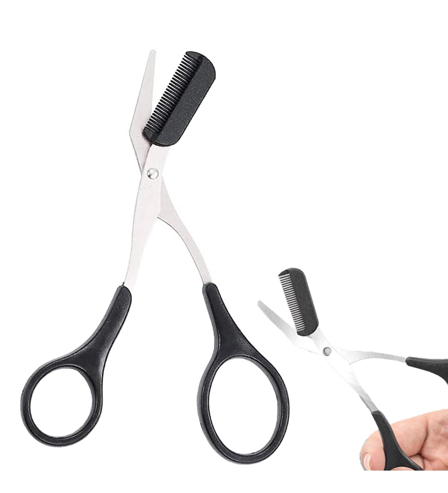 Stainless Steel Eyebrow Trimmer Scissors with Comb - Professional Precision Grooming Tool for Men and Women - Buy Online on GoSupps.com