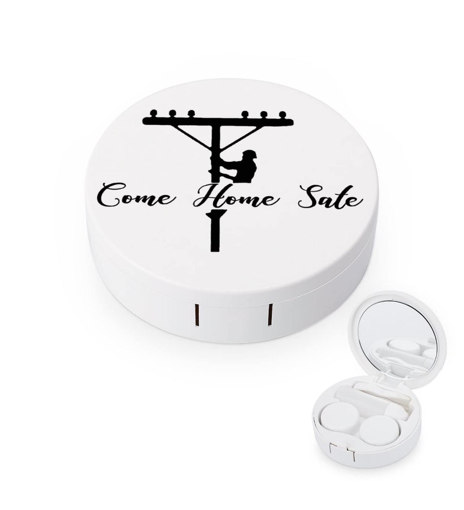 Come Home Safe Lineman Round Case For Contact Lens Kit Storage Box with Mirror Printed - Buy Online on GoSupps.com